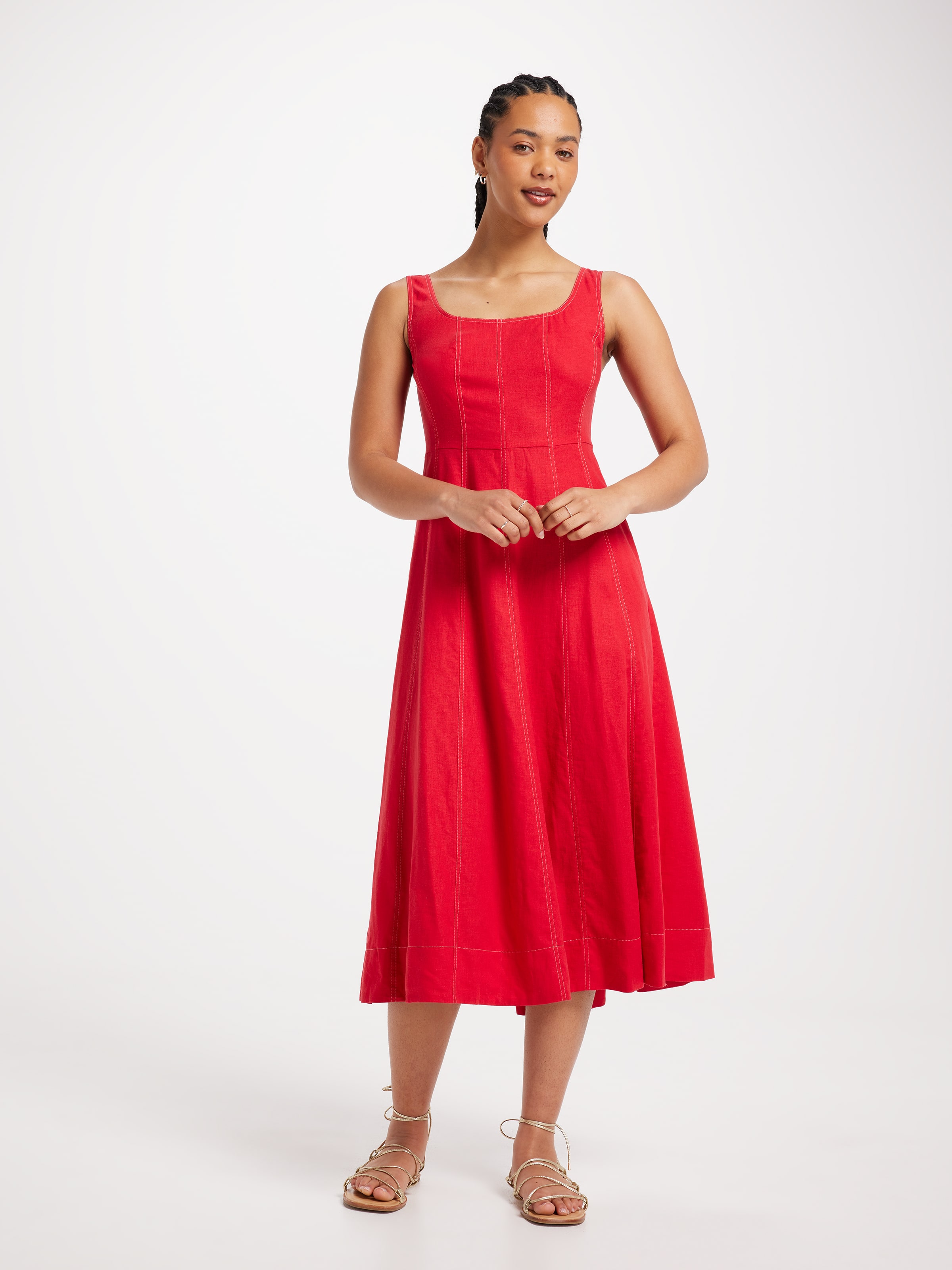 Ella Linen Blend Midi Dress