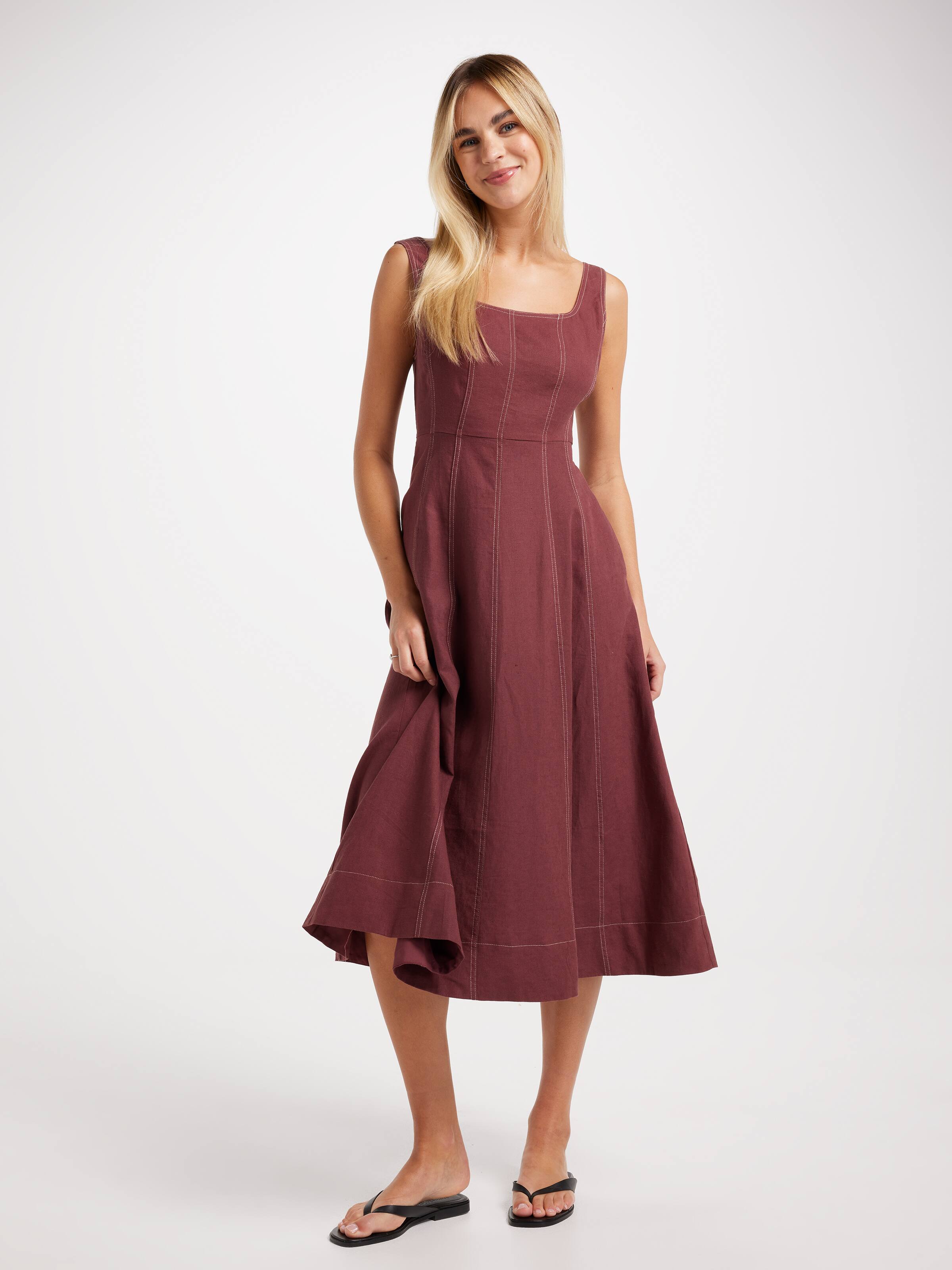 Ella Linen Blend Midi Dress