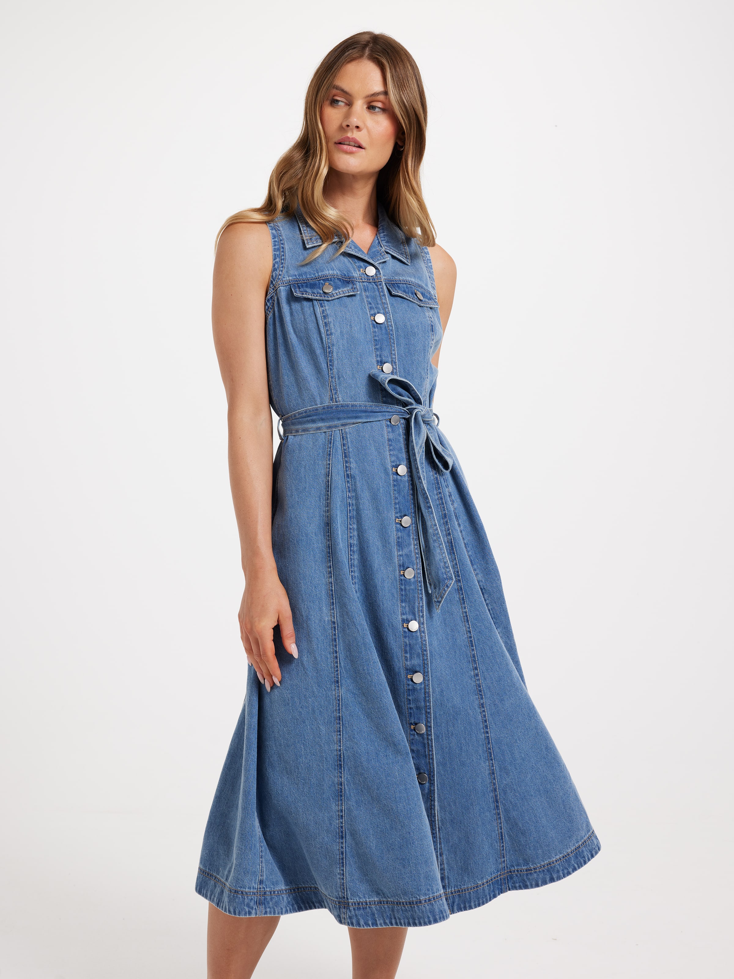 Mira Denim Midi Dress