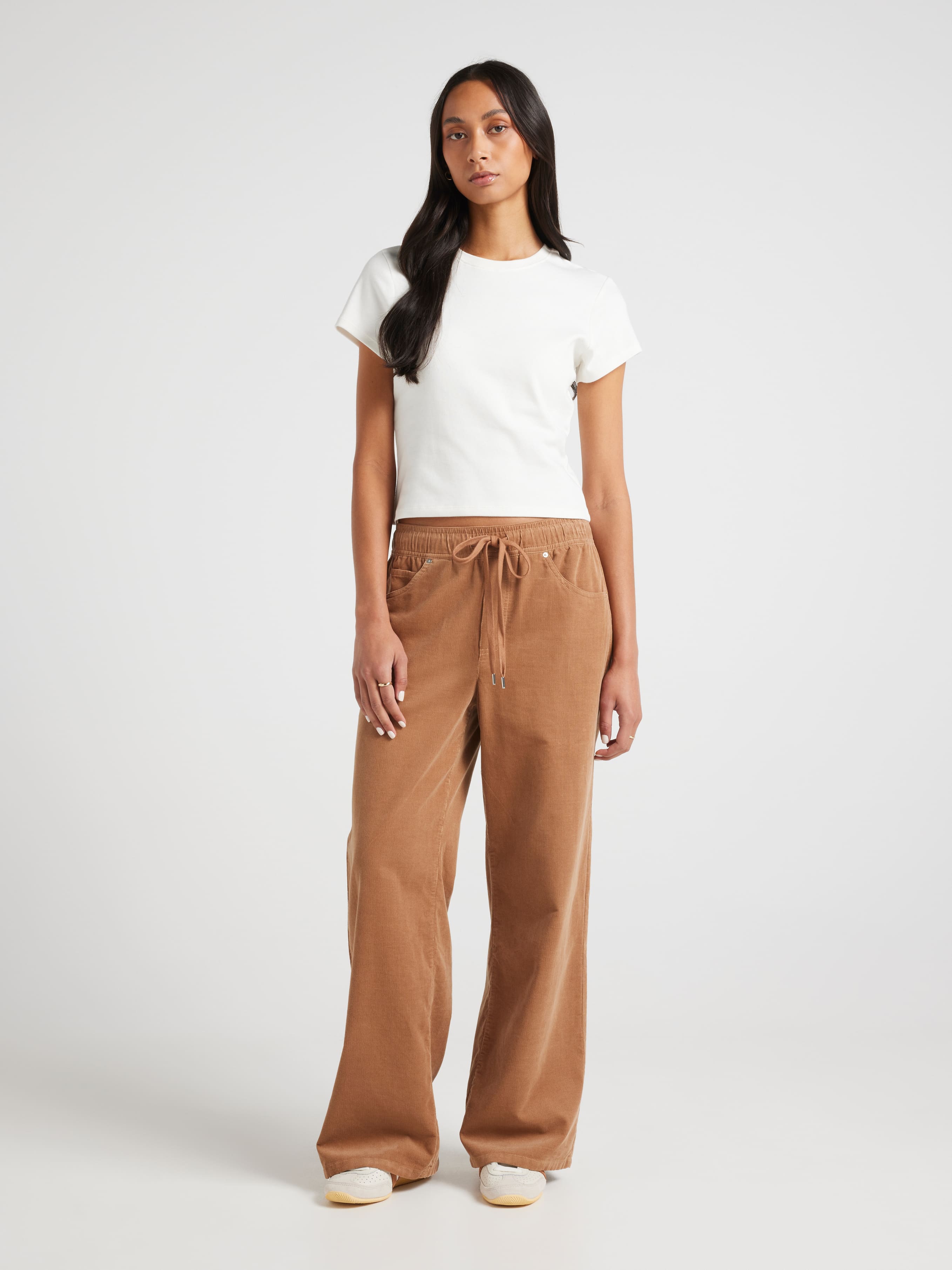Cord Mid Rise Wide Leg Jogger