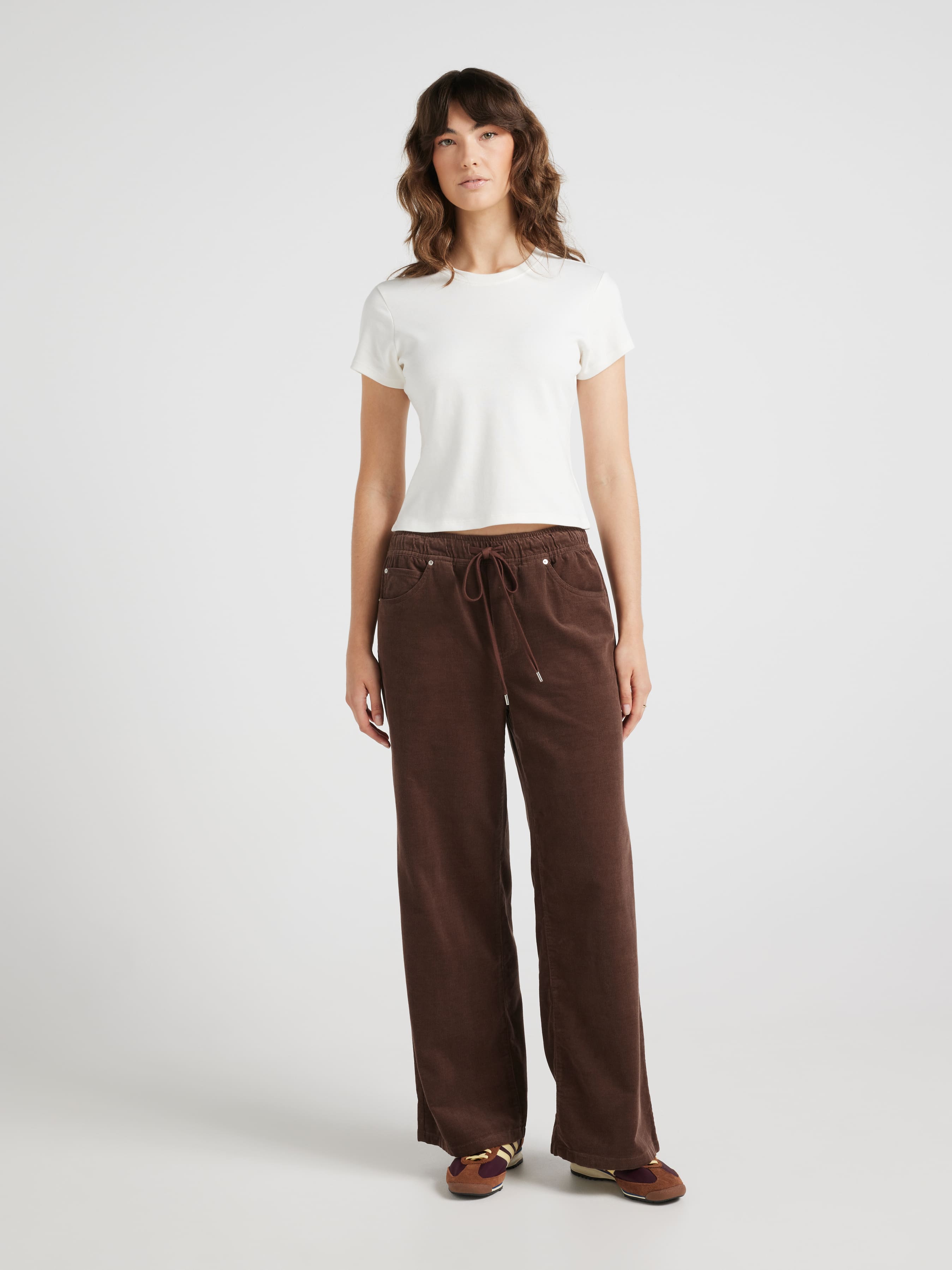 Cord Mid Rise Wide Leg Jogger