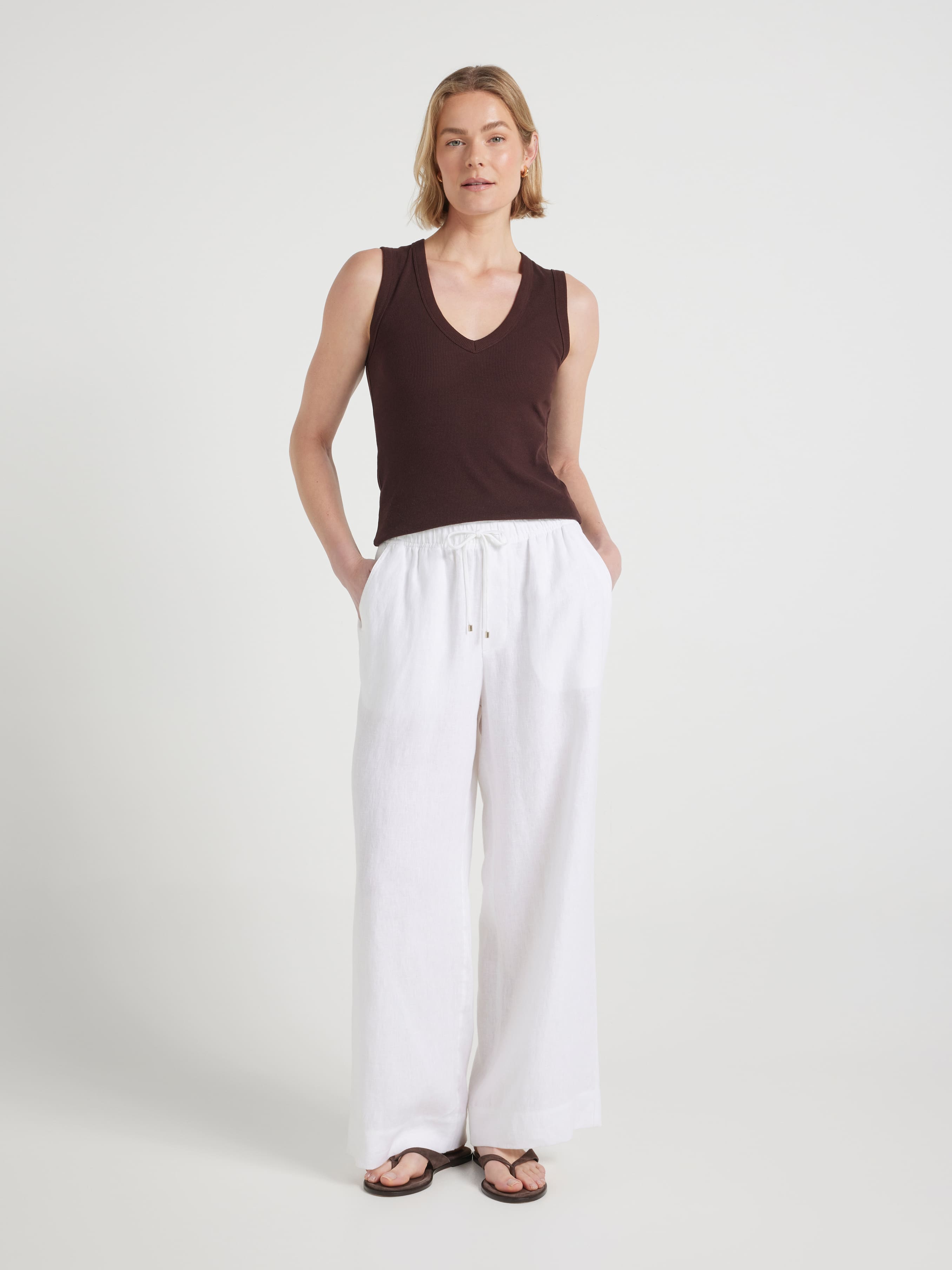 Charlie Linen Wide Ankle Pant
