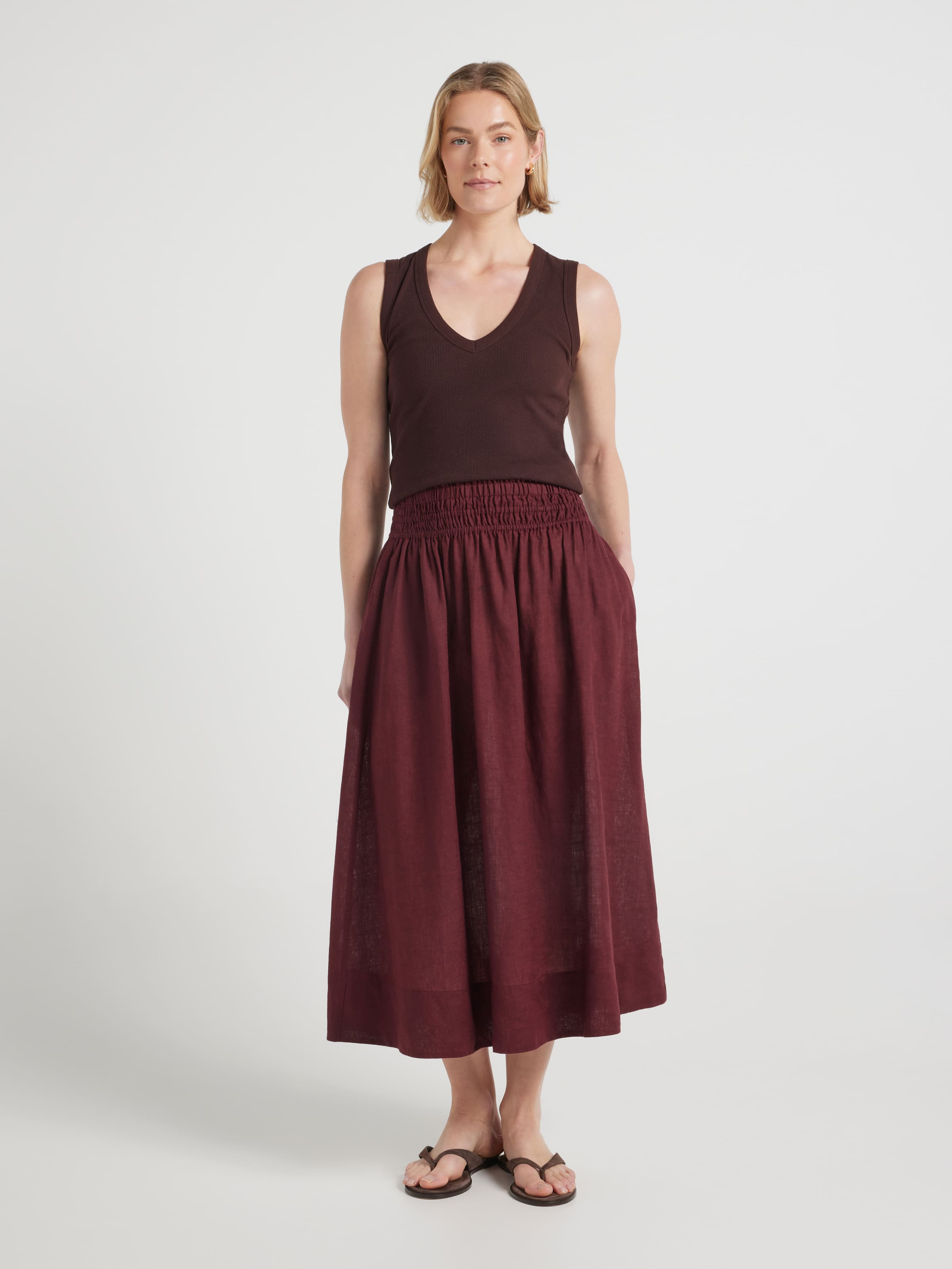 Shirred Maxi Skirt