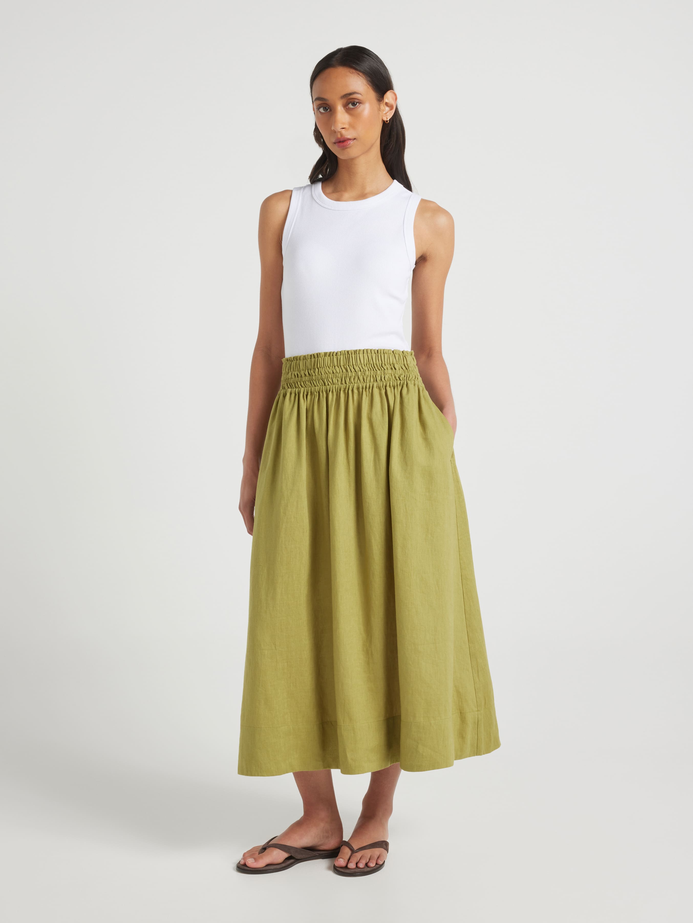 Shirred Maxi Skirt