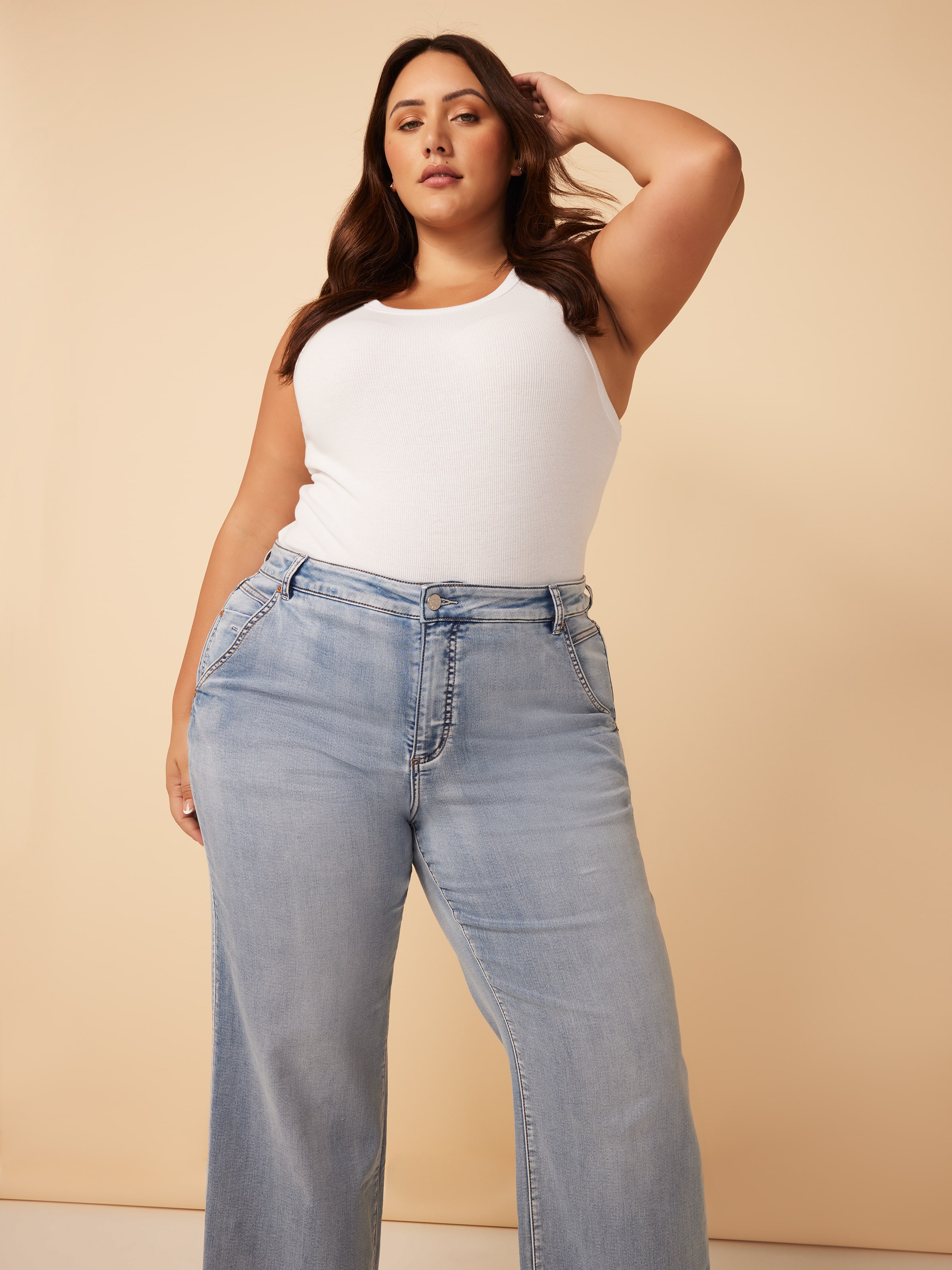 Curve Amaze High Rise Wide Leg Jean In Full Length - Just Jeans Online