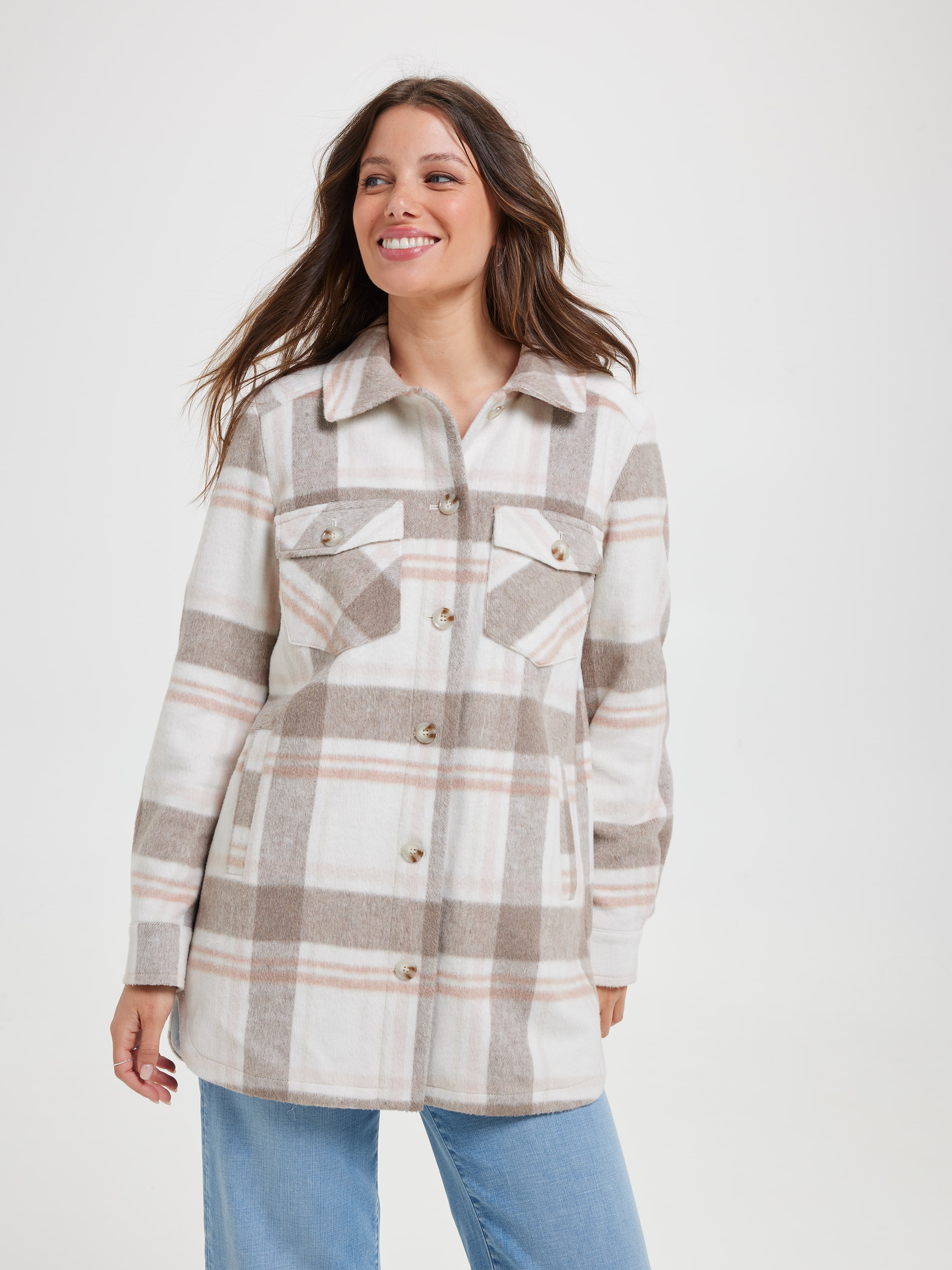 Nicole Mid Tweed Check Shacket
