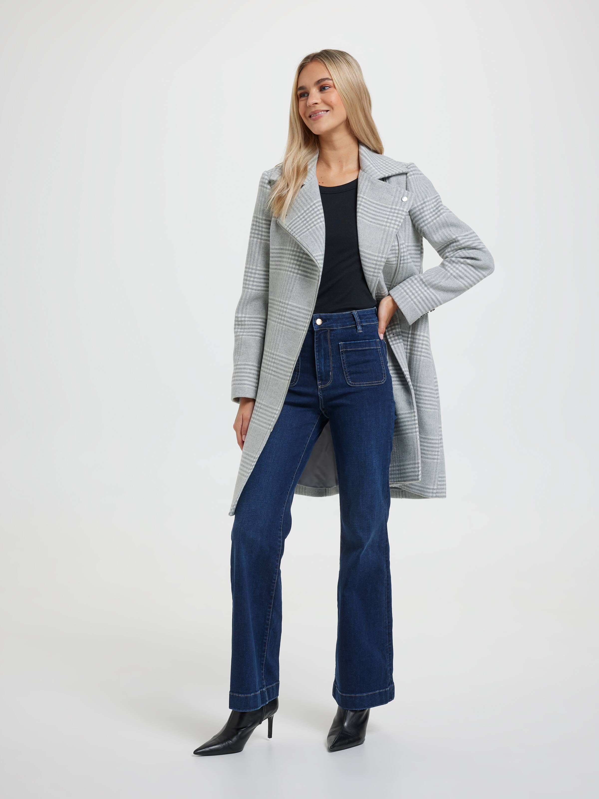 Chloe Zip Check Wrap Coat