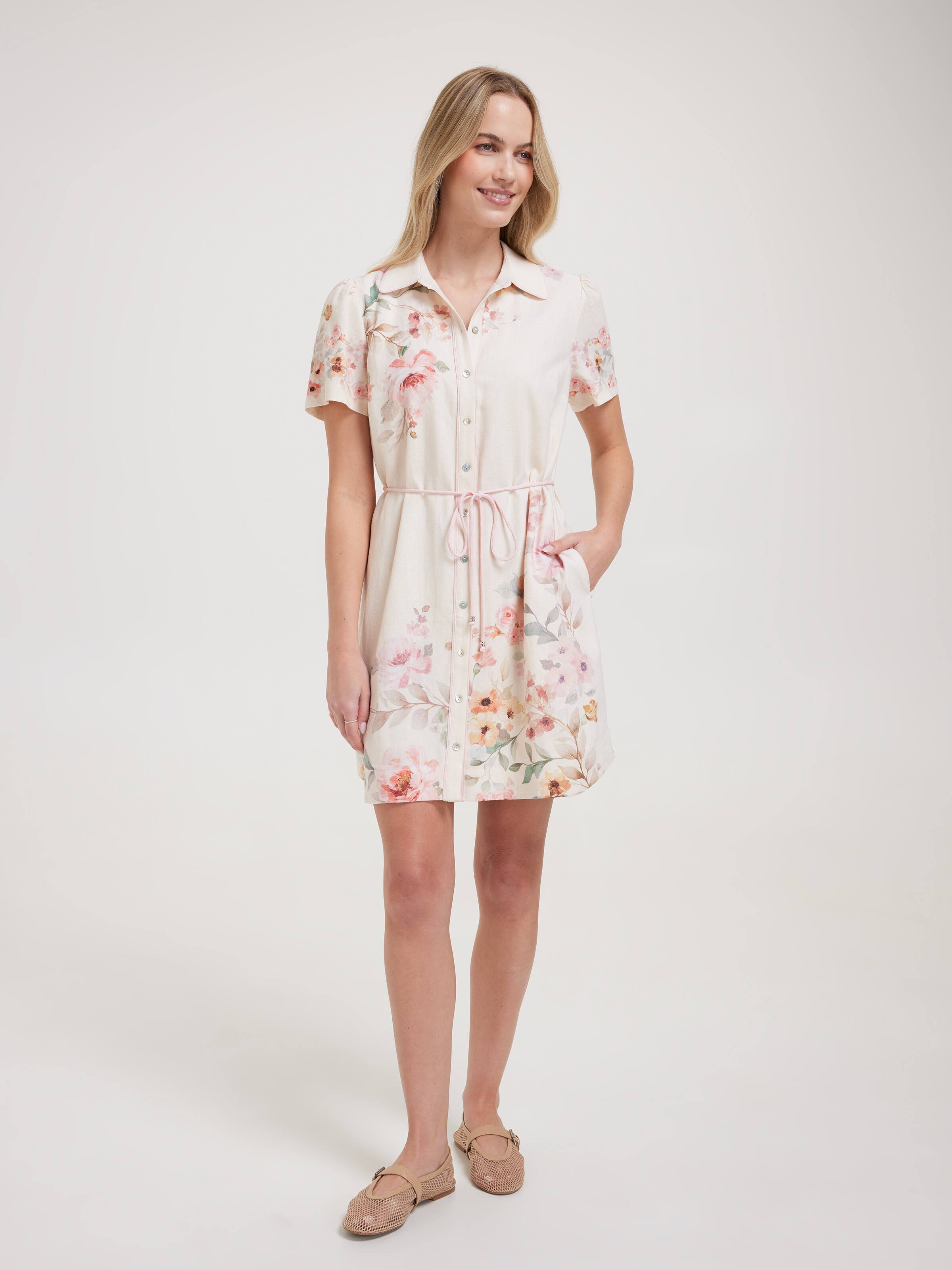 Luna Floral Print Shirt Dress