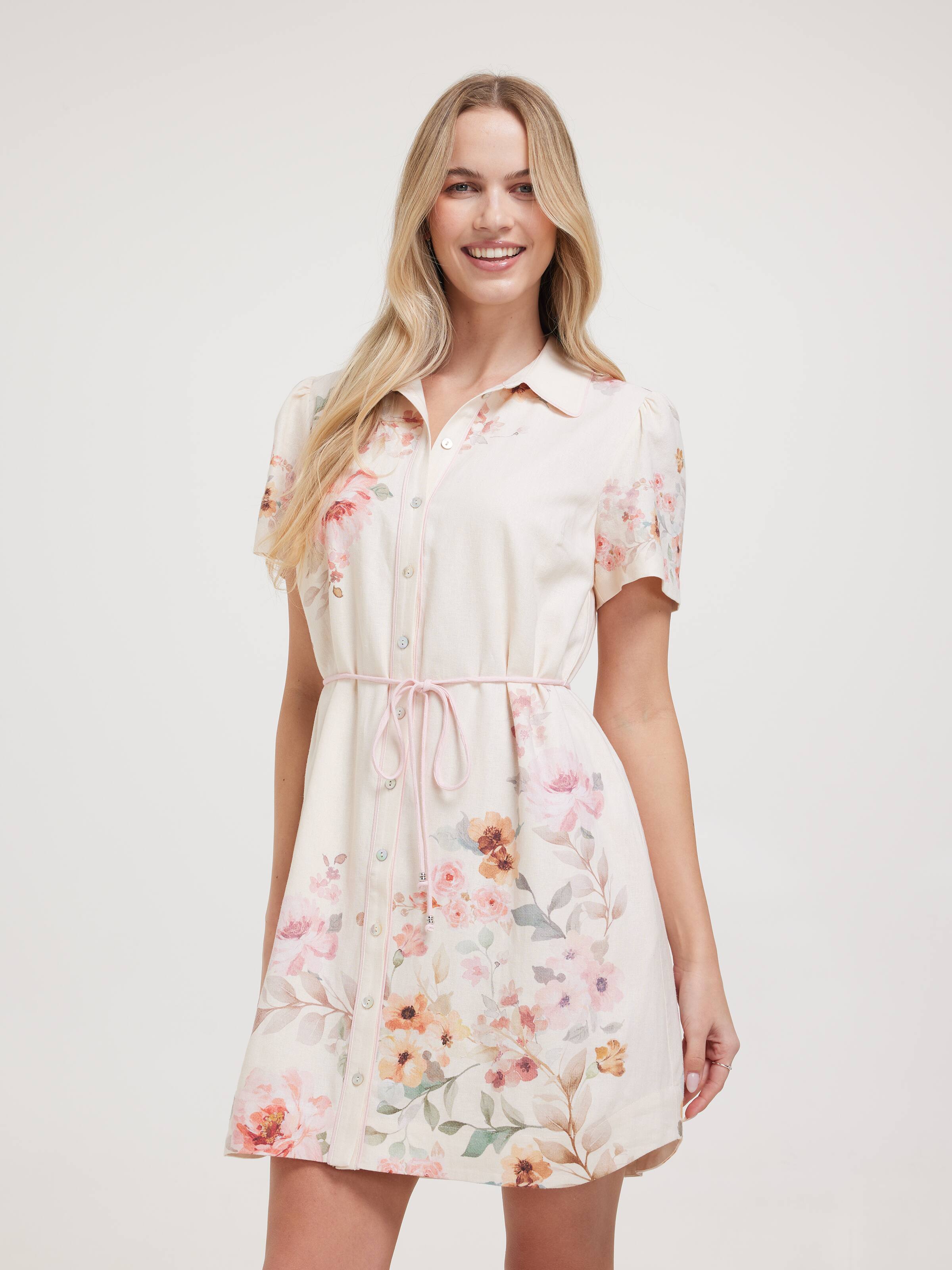 Luna Floral Print Shirt Dress