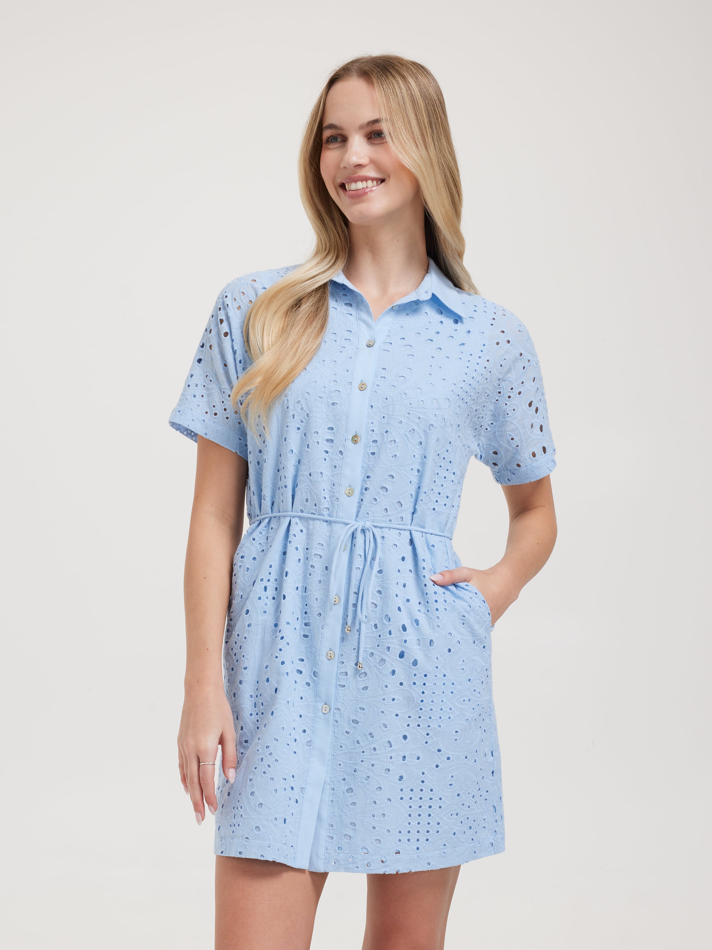 Luna Broderie Shirt Dress