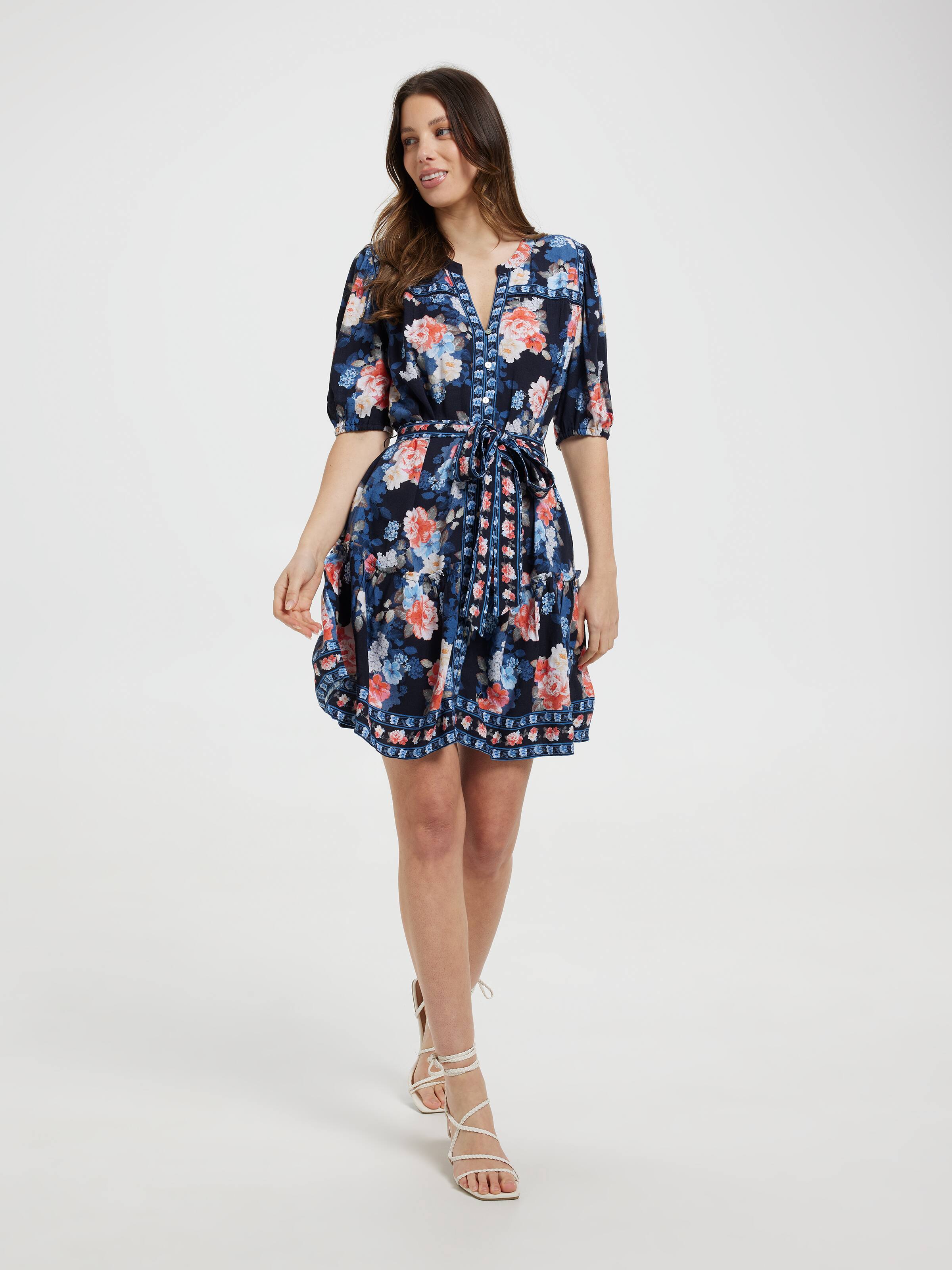 Serena Belted Puff Sleeve Dress