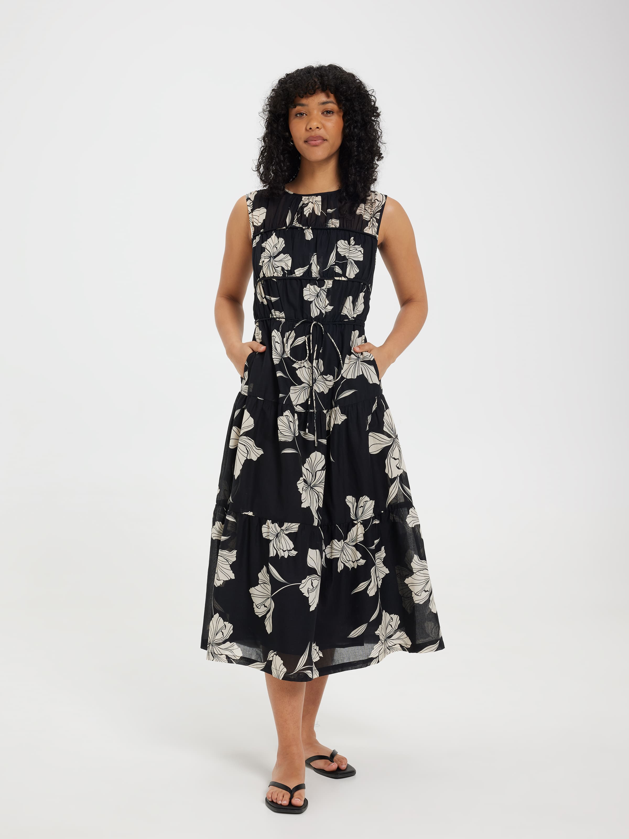 Eva Gathered Midi Dress