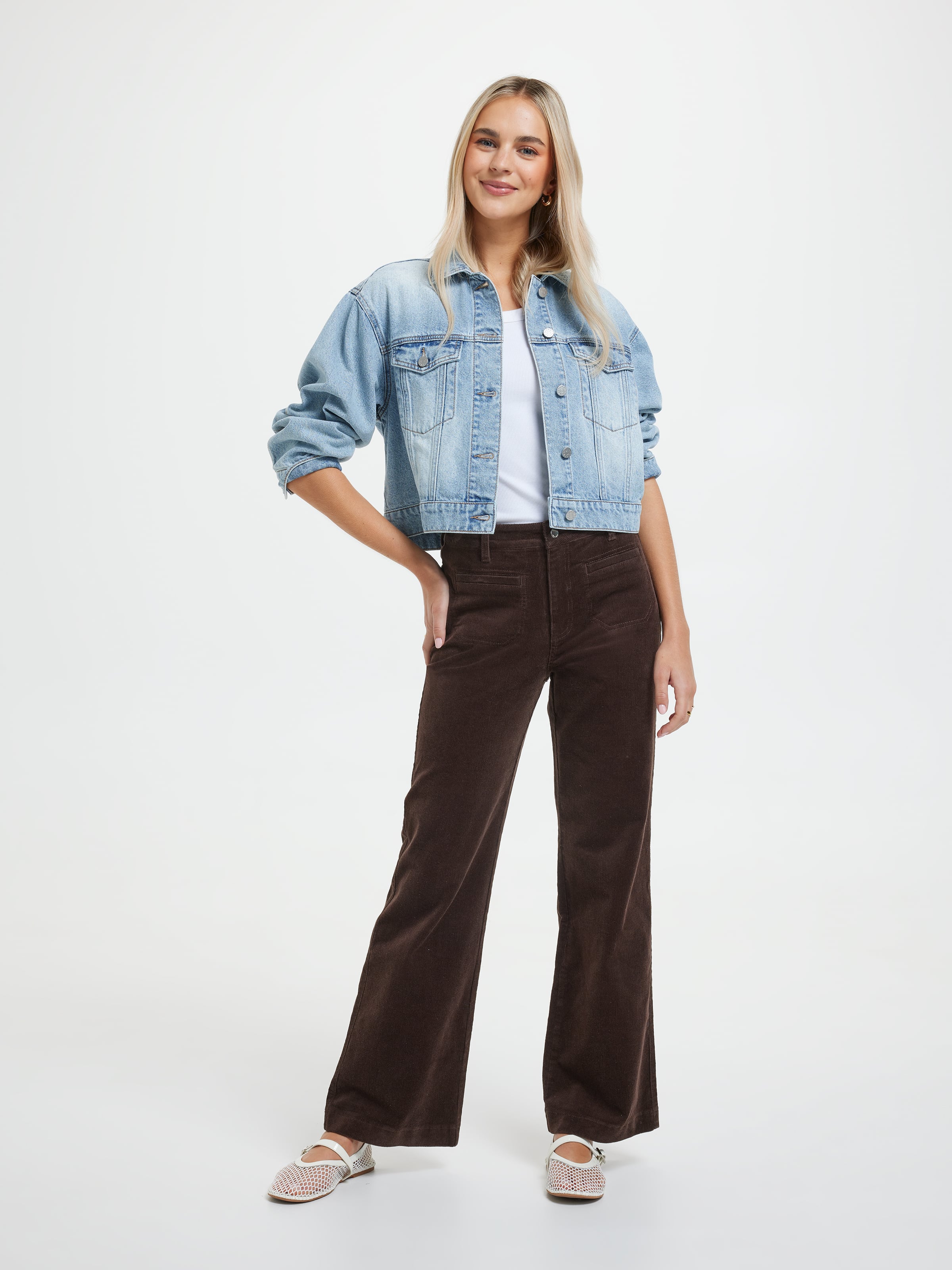 Cord Patch Pocket Wide Leg