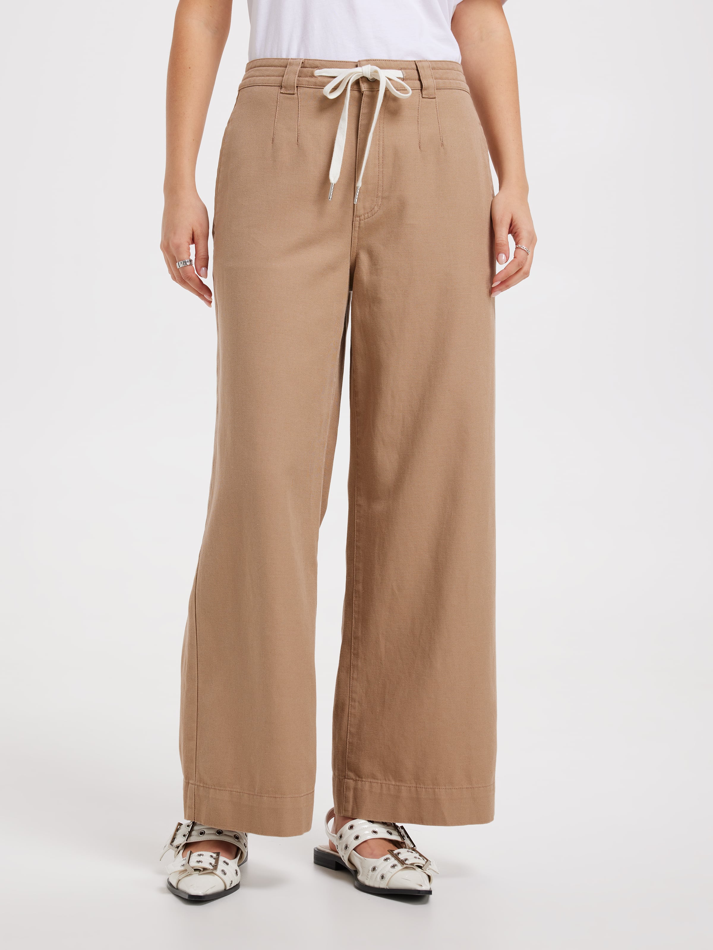 Tie Waist Wide Ankle