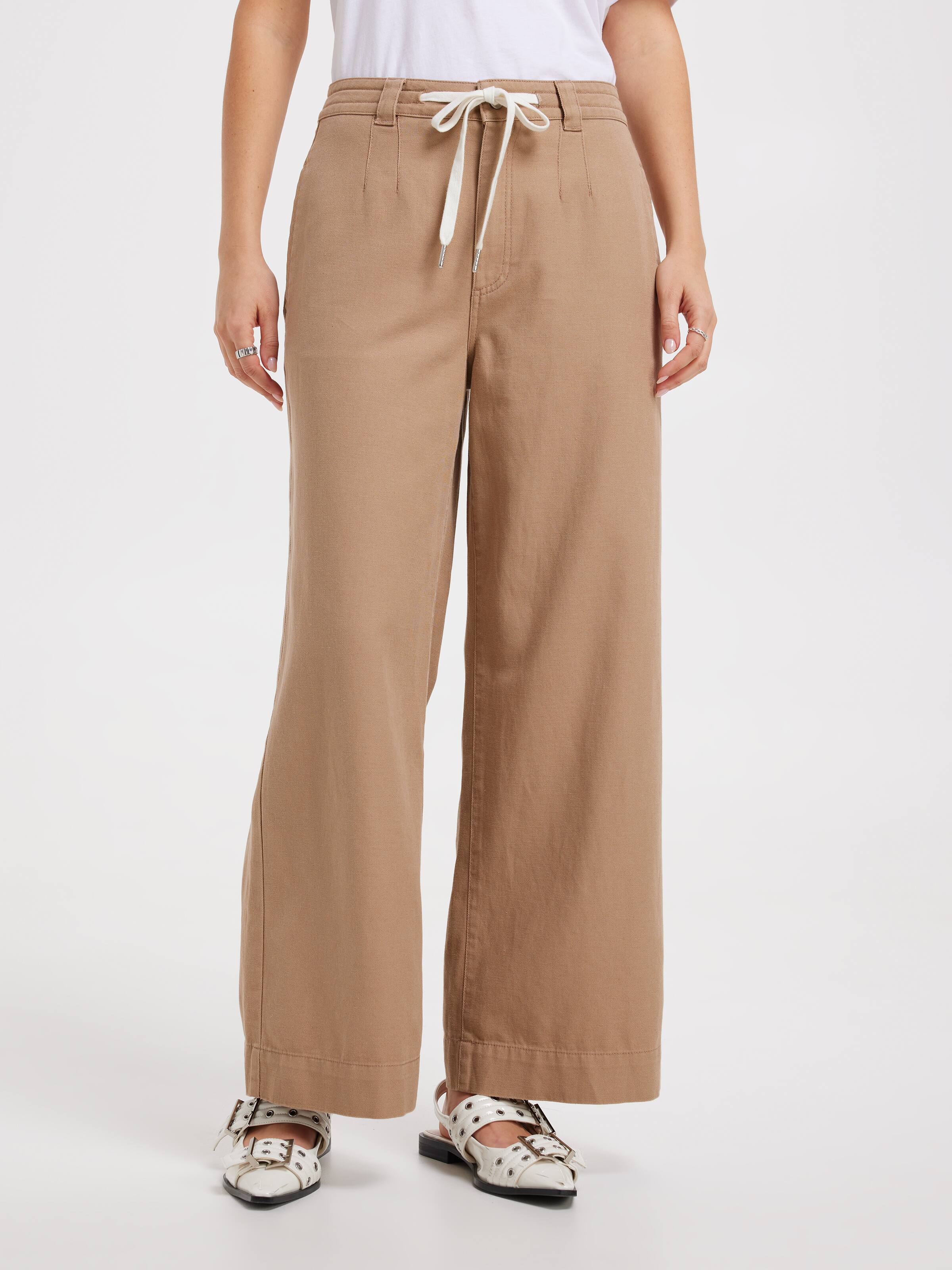 Tie Waist Wide Ankle