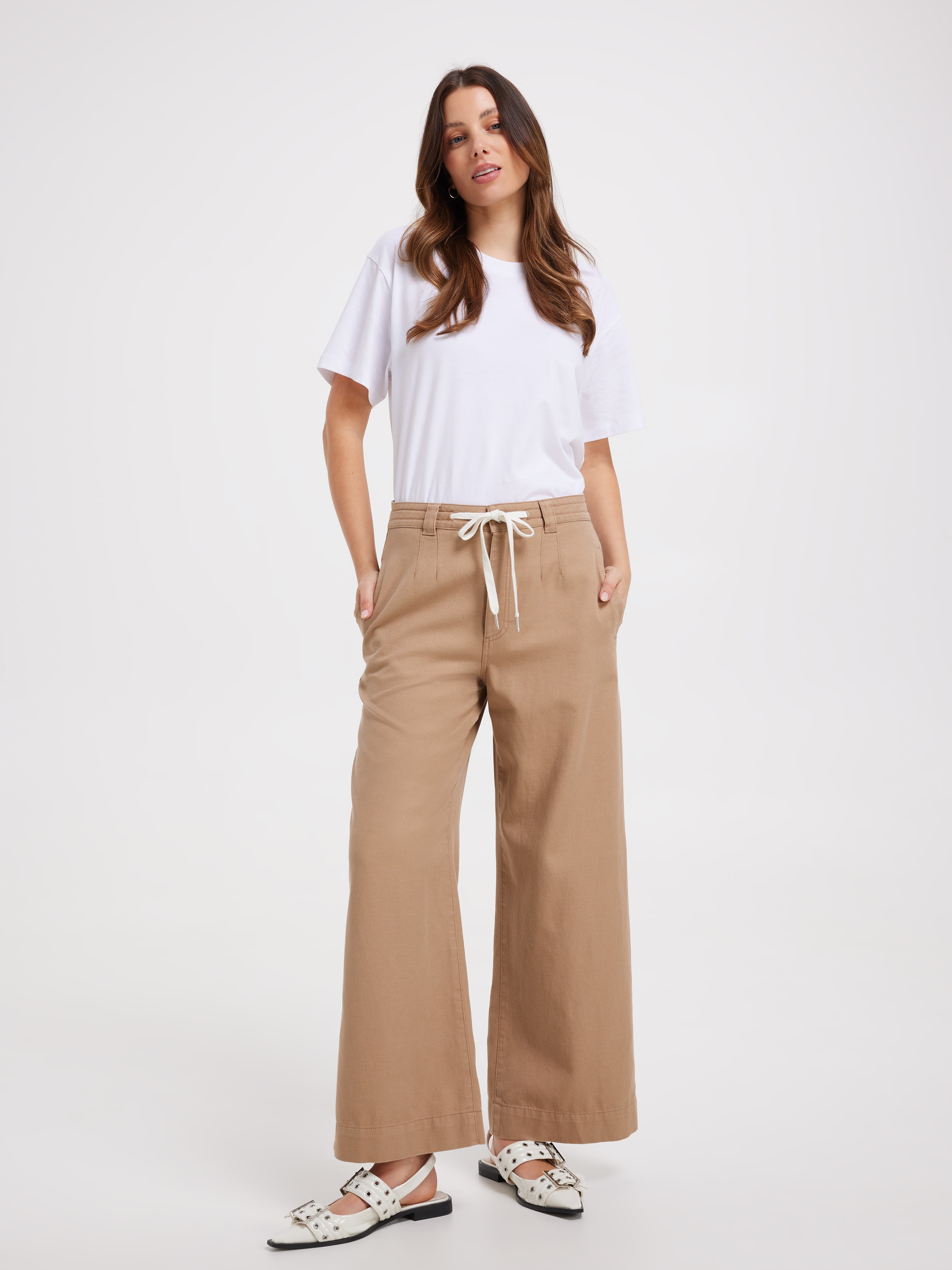 Tie Waist Wide Ankle