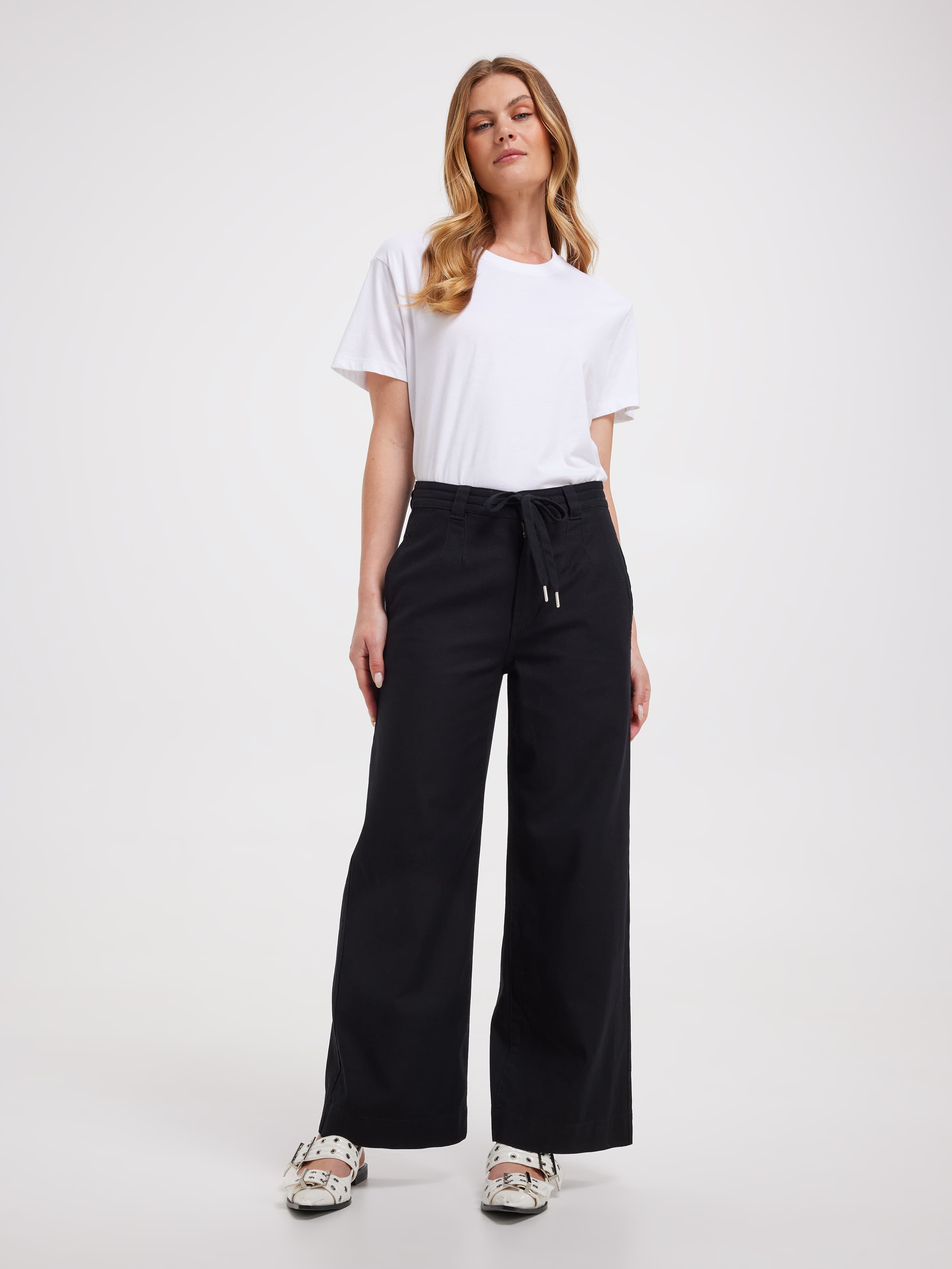Tie Waist Wide Ankle