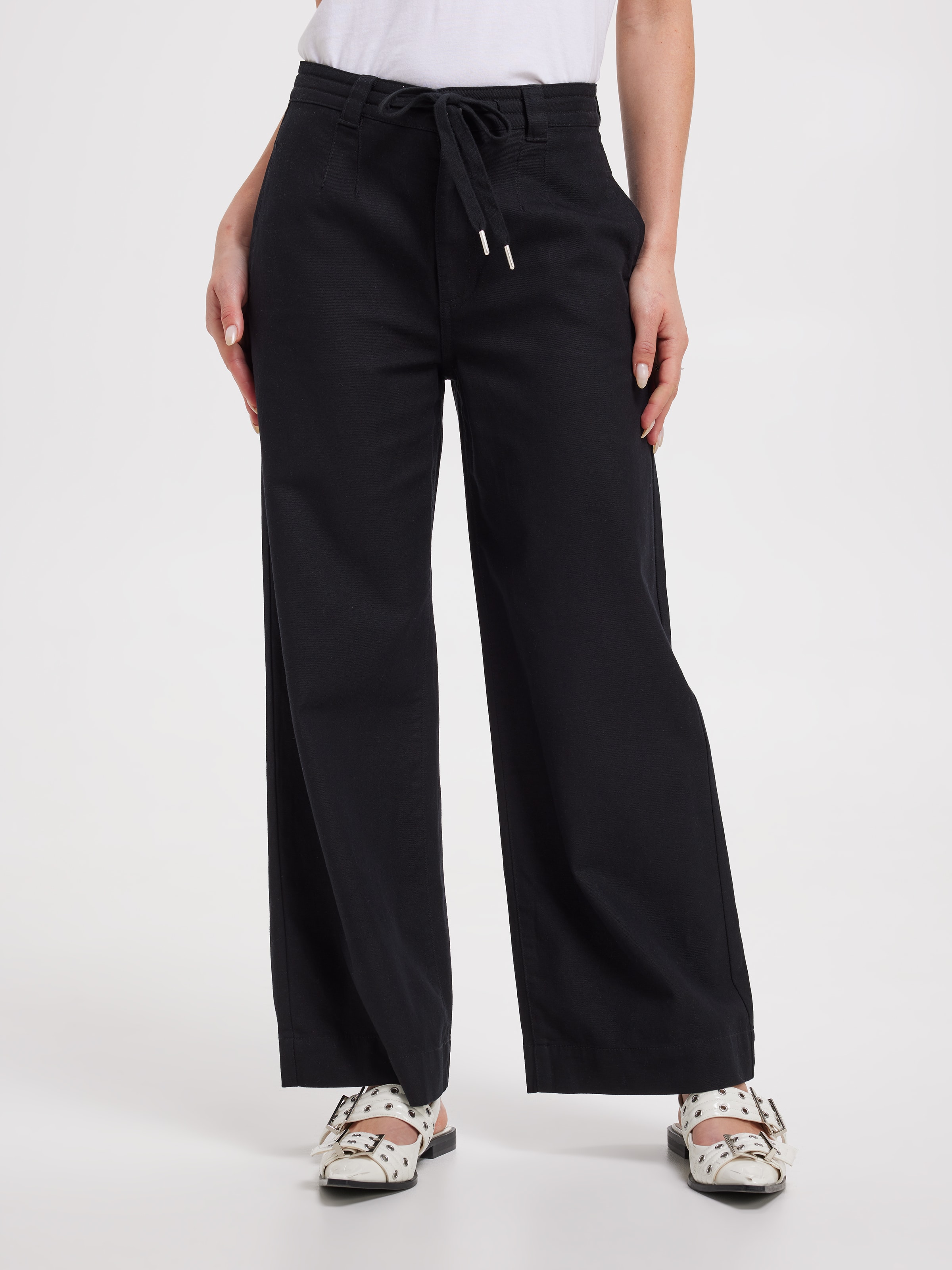 Tie Waist Wide Ankle