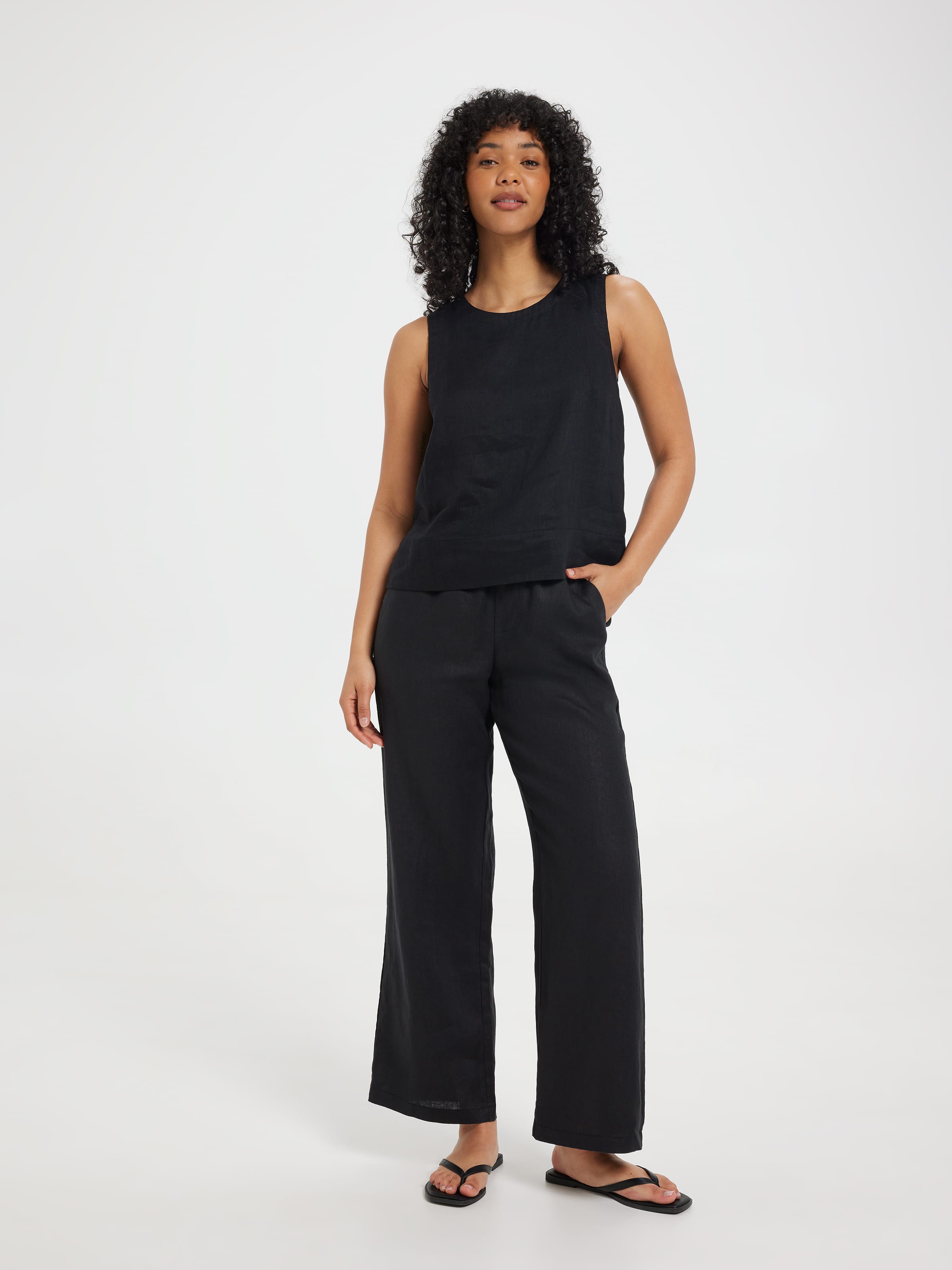 Linen High Rise Floral Soft Straight