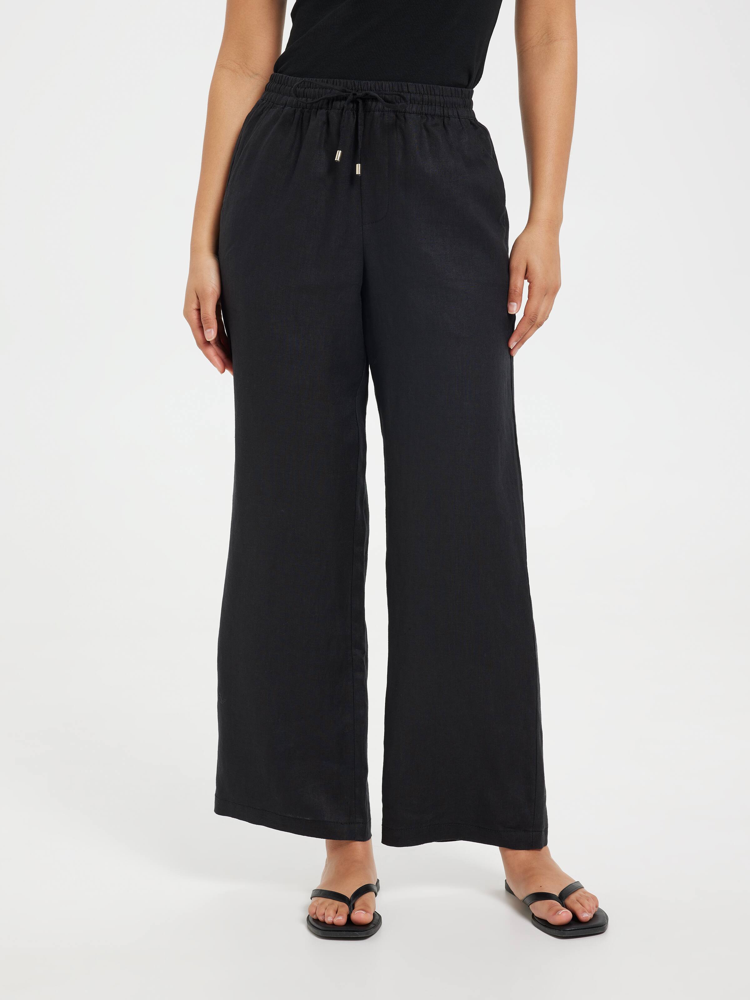 Linen High Rise Floral Soft Straight