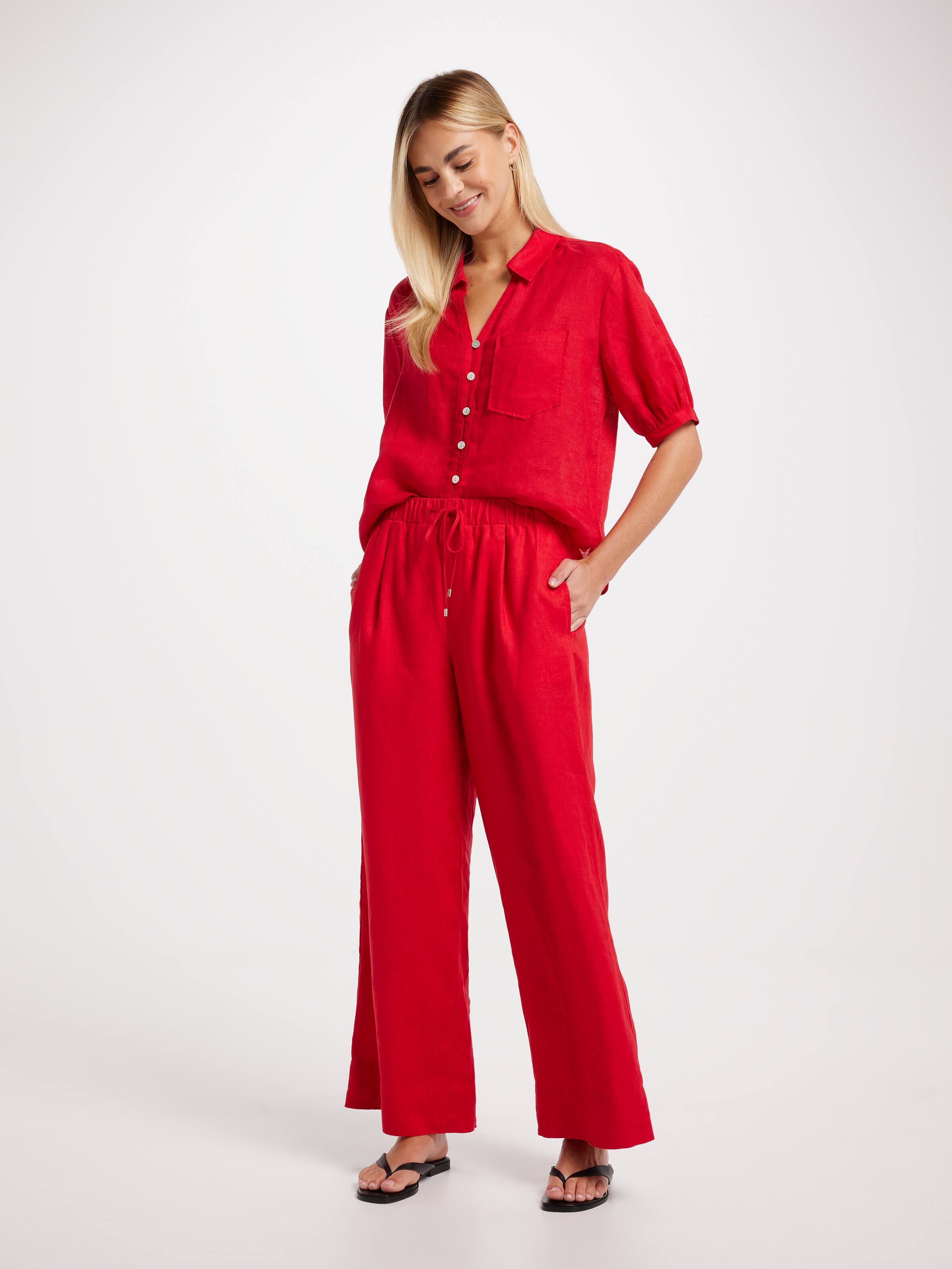 Linen High Rise Wide Leg Ankle