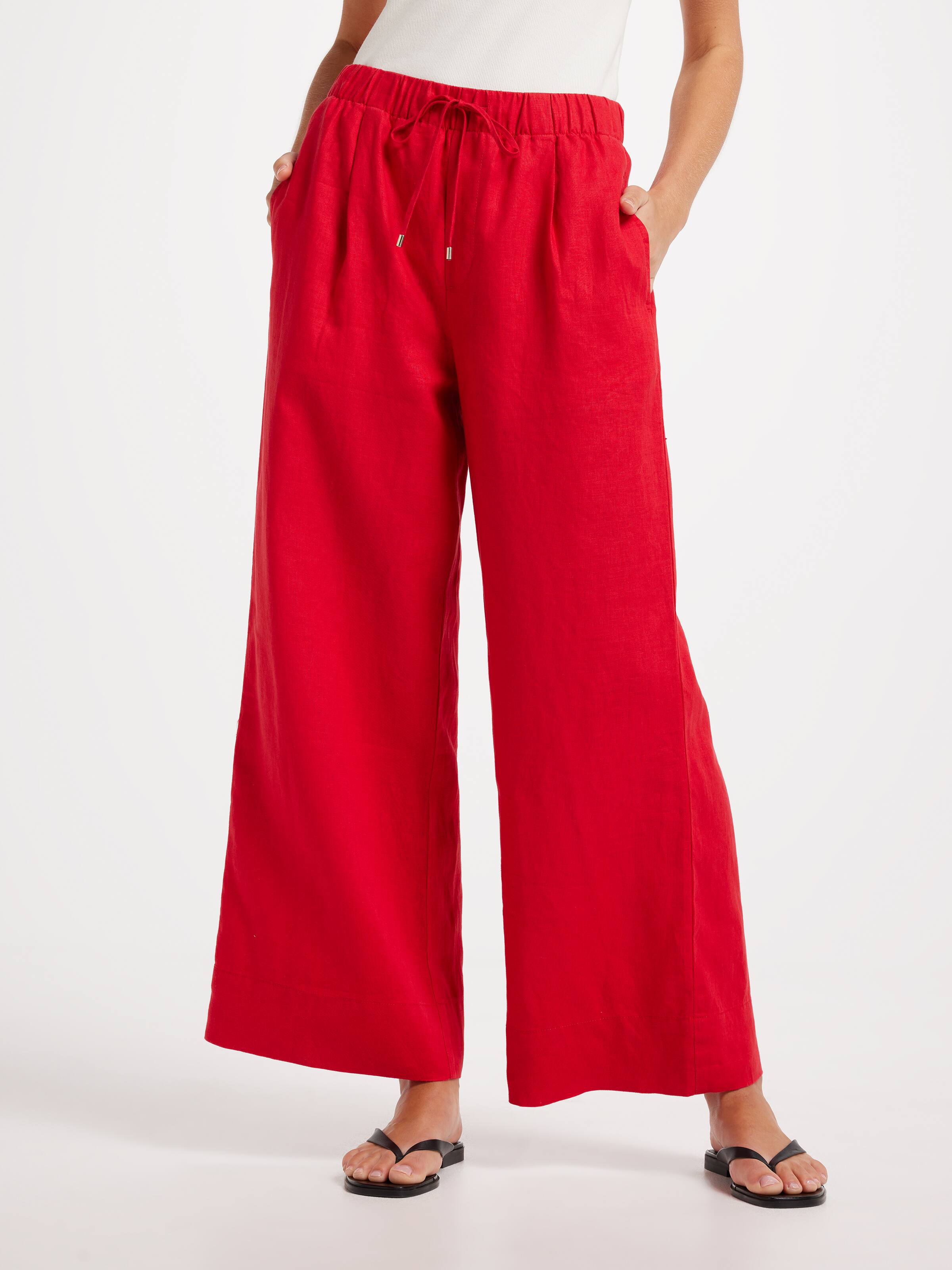 Linen High Rise Wide Leg Ankle
