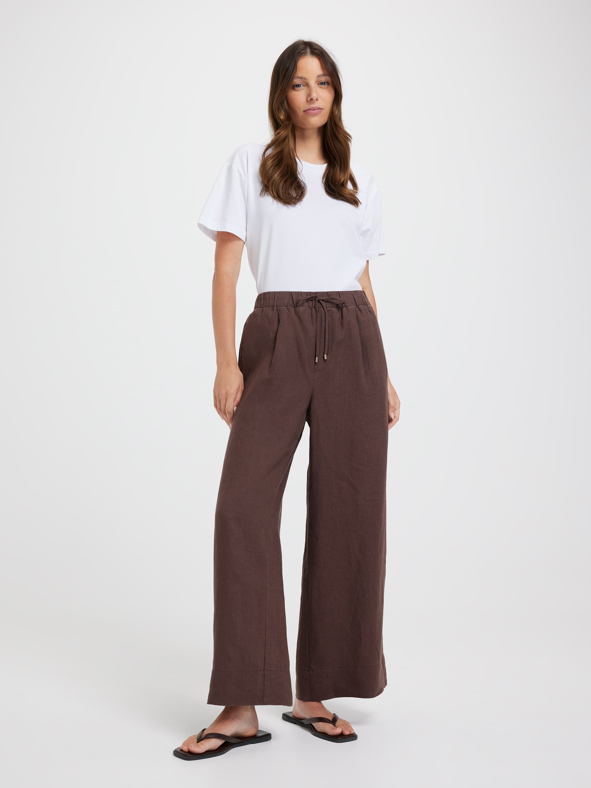 Linen High Rise Wide Leg Ankle