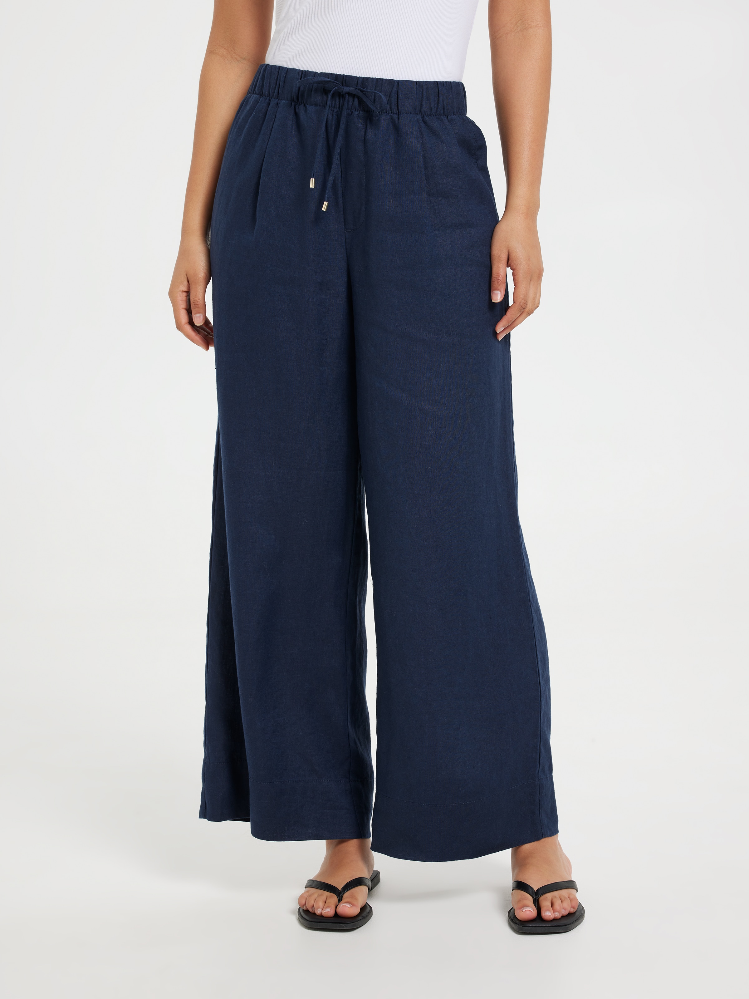 Linen Hgh Rise Wide Leg Ankle