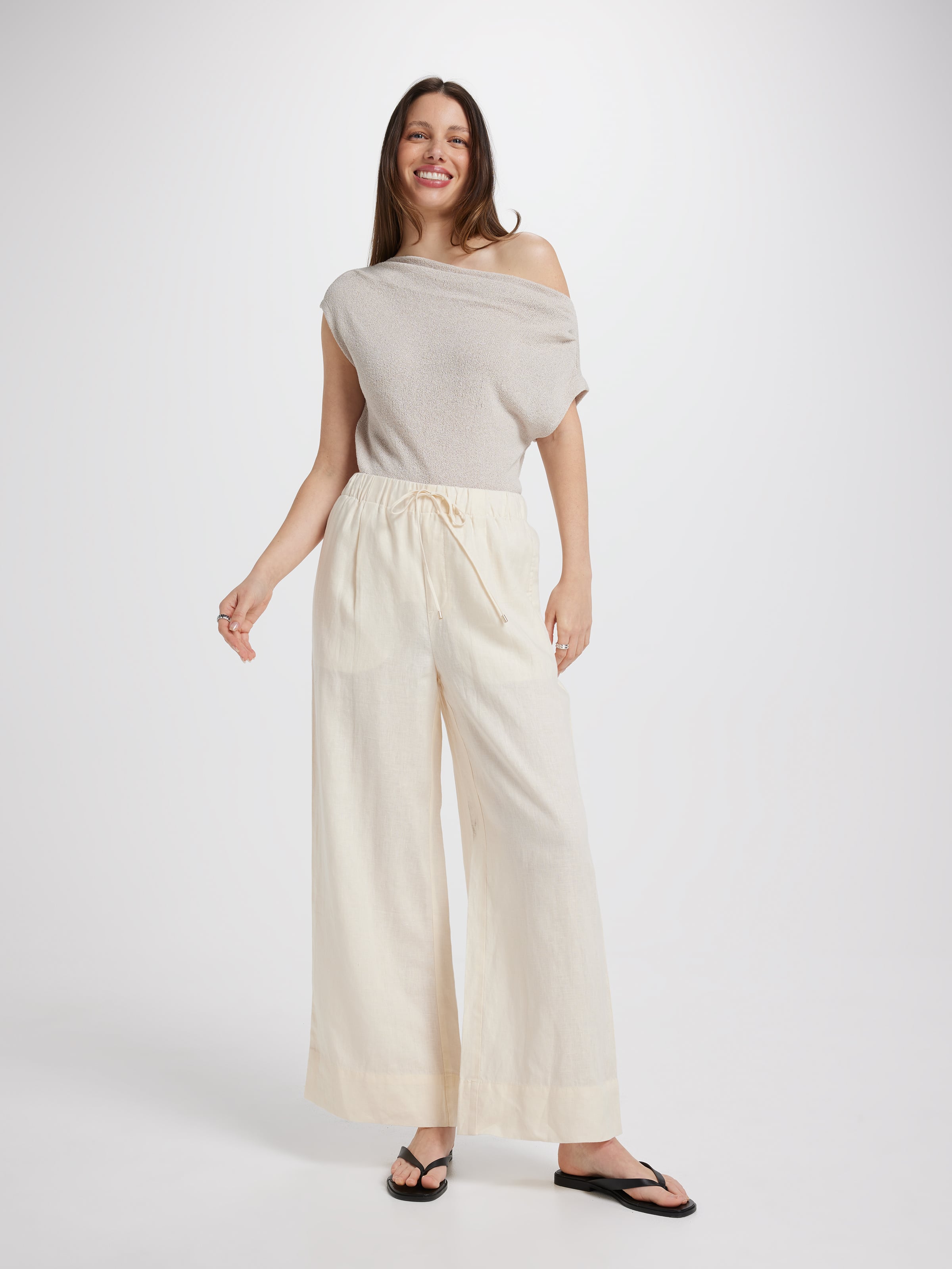 Linen High Rise Wide Leg Ankle