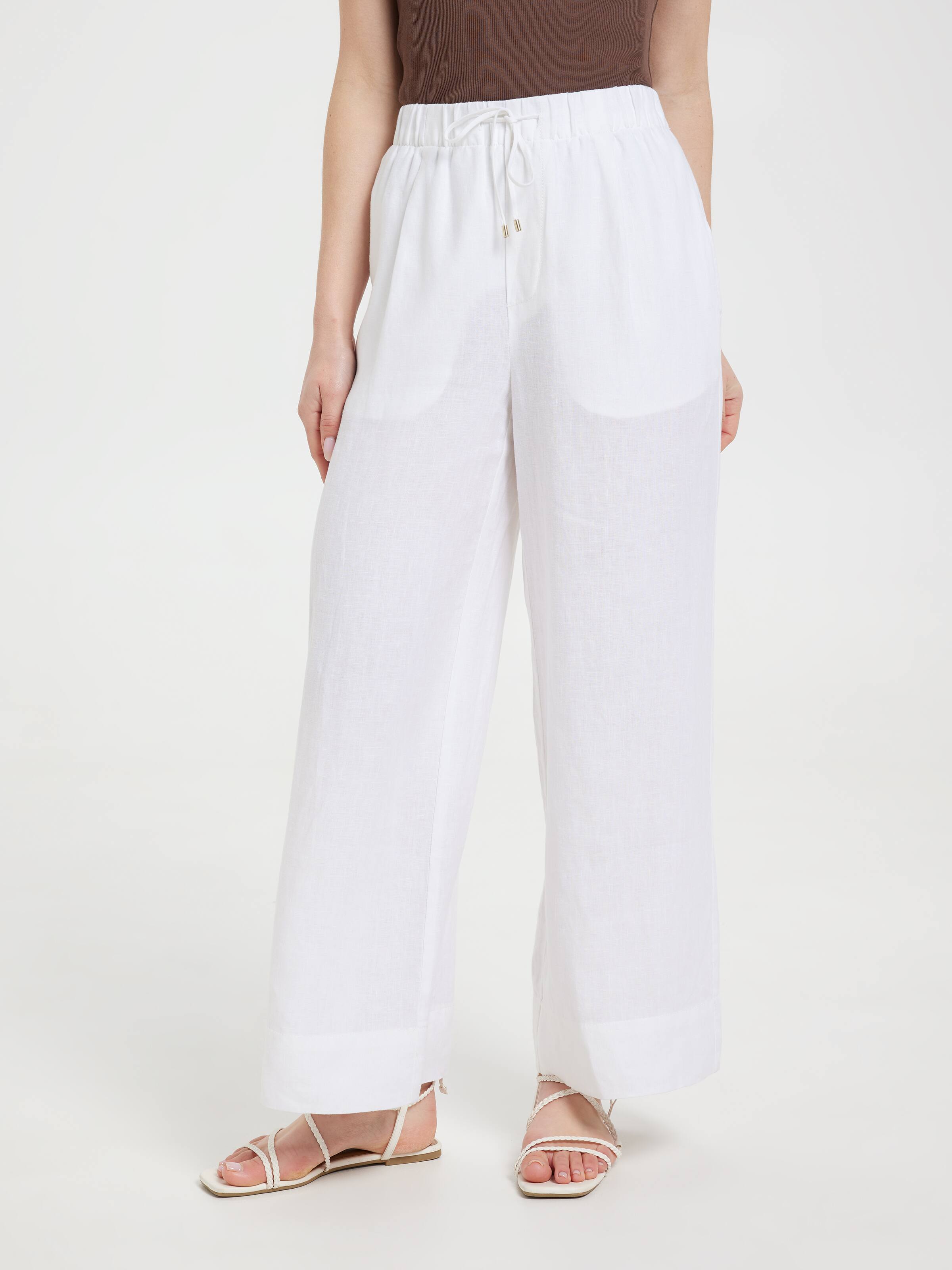 Linen Hgh Rise Wide Leg Ankle