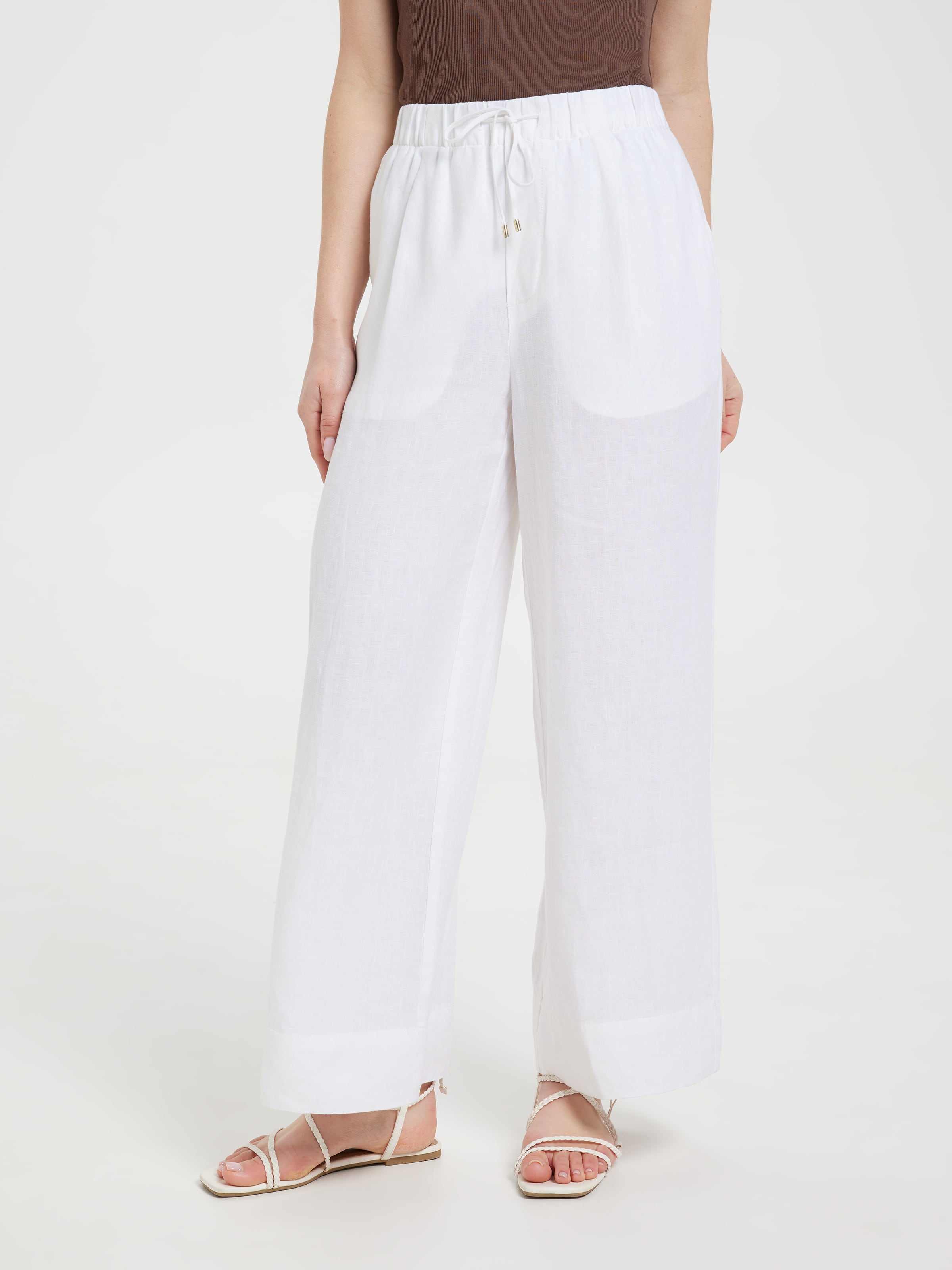 Linen High Rise Wide Leg Ankle
