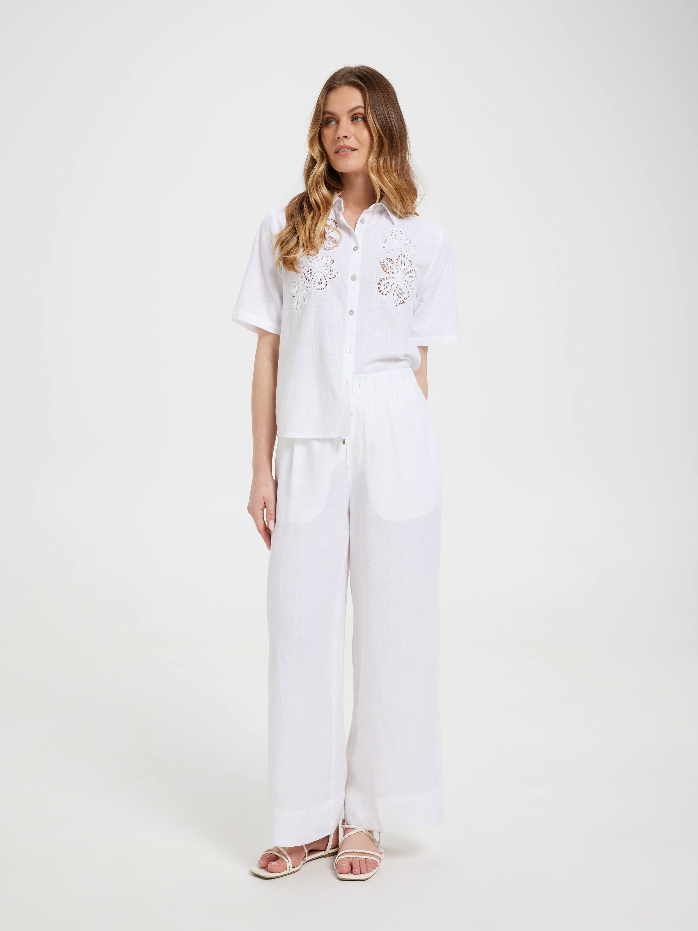 Linen Hgh Rise Wide Leg Ankle