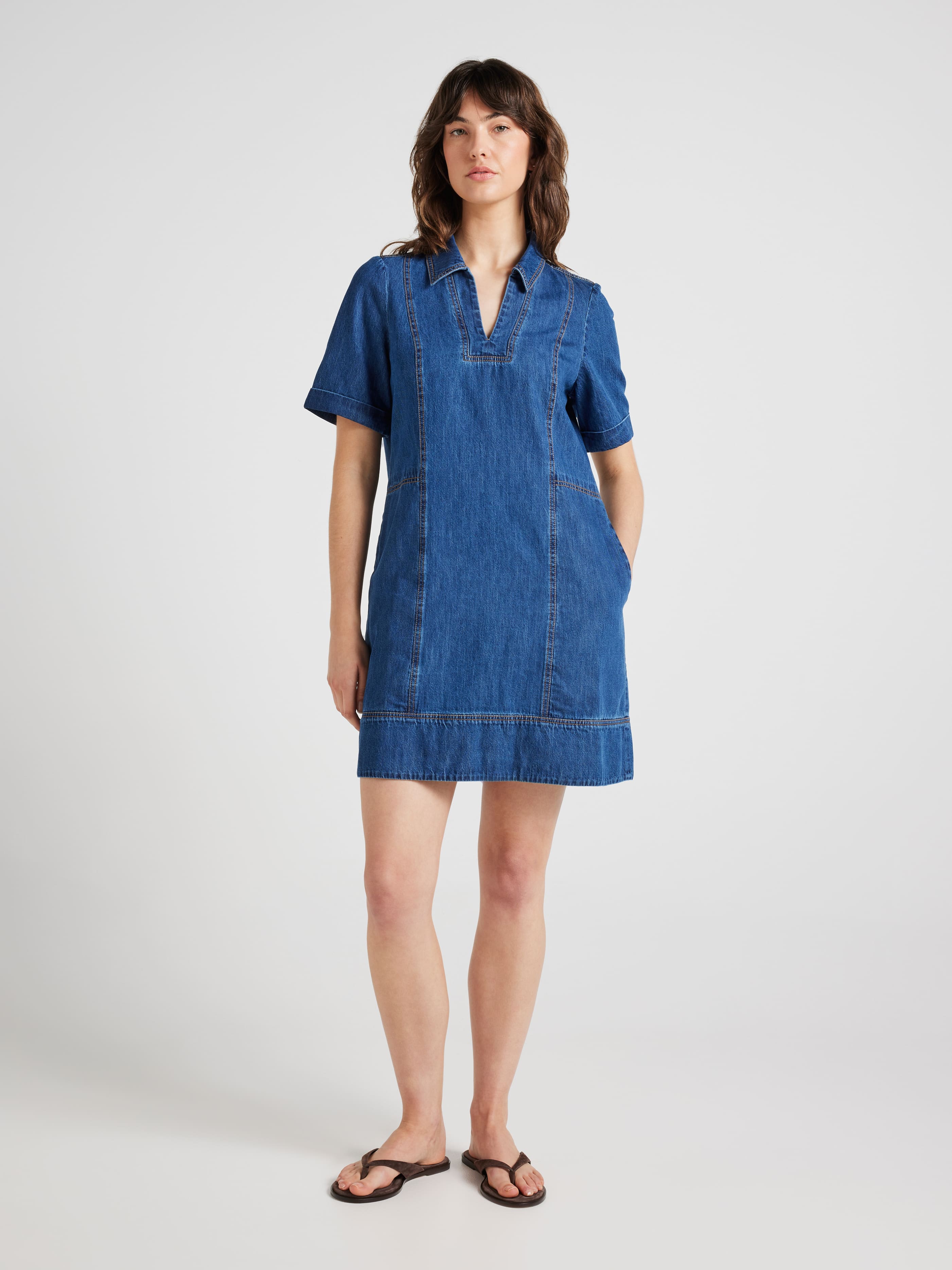 Autumn Denim Popover Dress