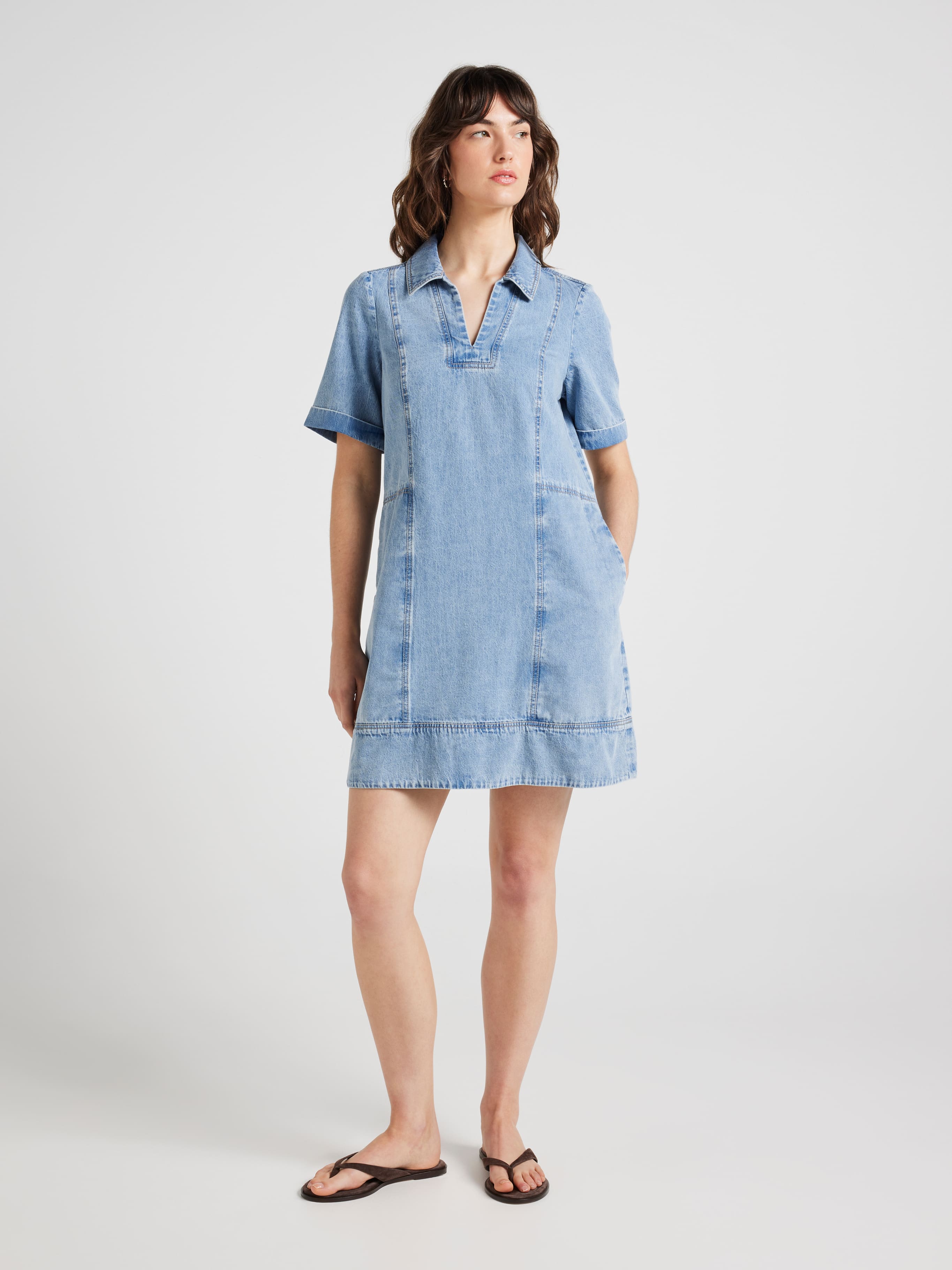 Autumn Denim Popover Dress