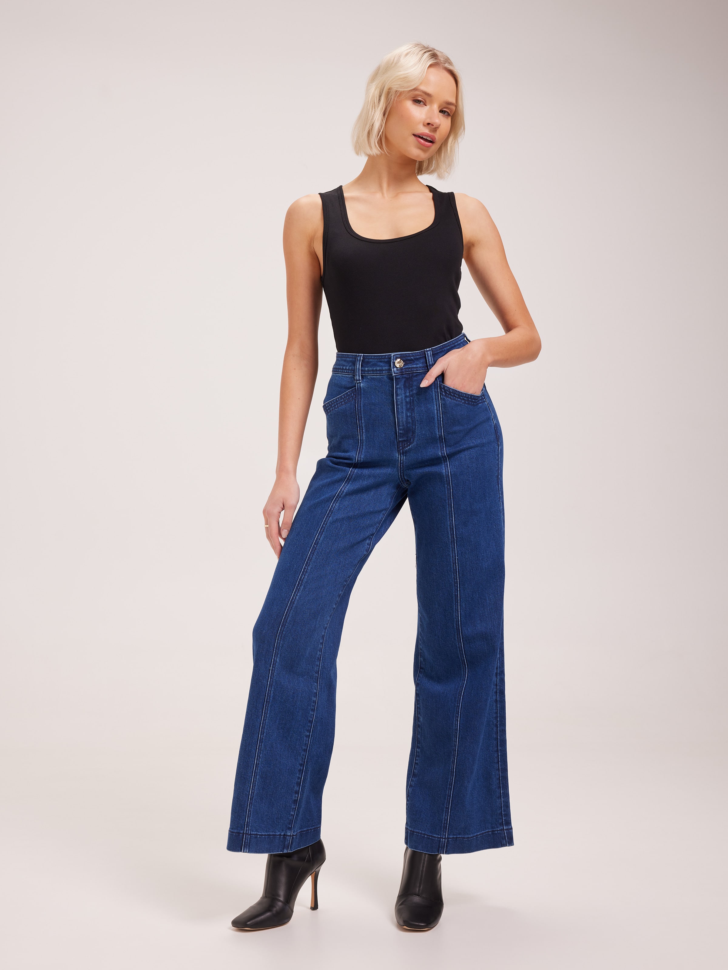 Super High Rise Seam Front Wide Leg Jean