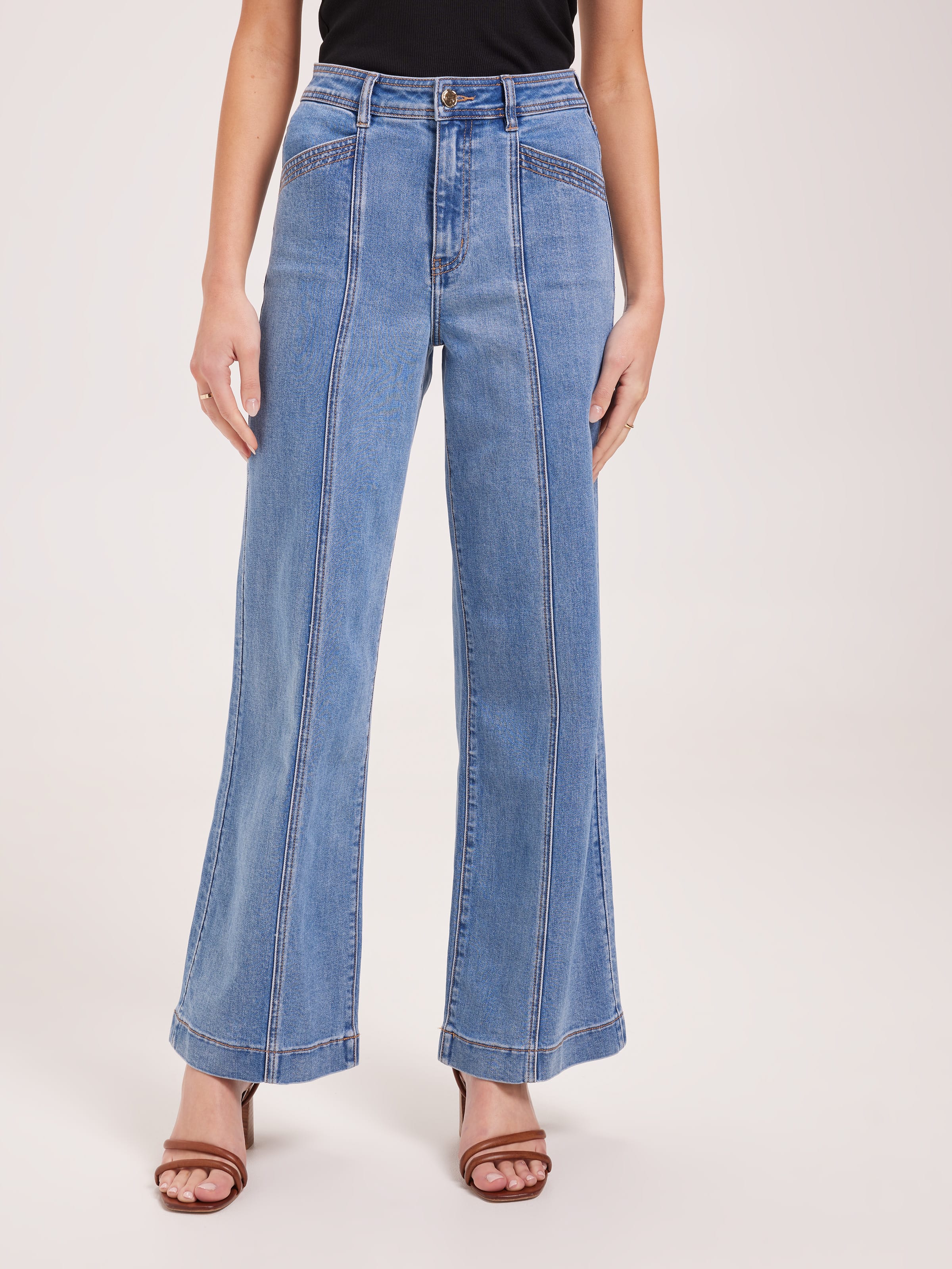 Super High Rise Seam Front Wide Leg Jean