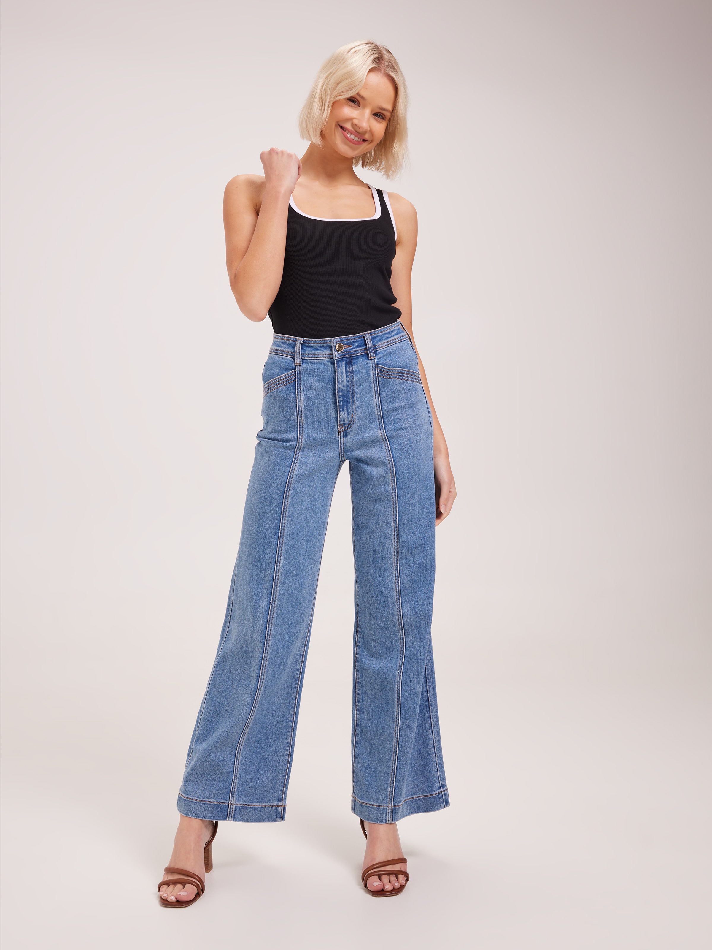 Super High Rise Seam Front Wide Leg Jean