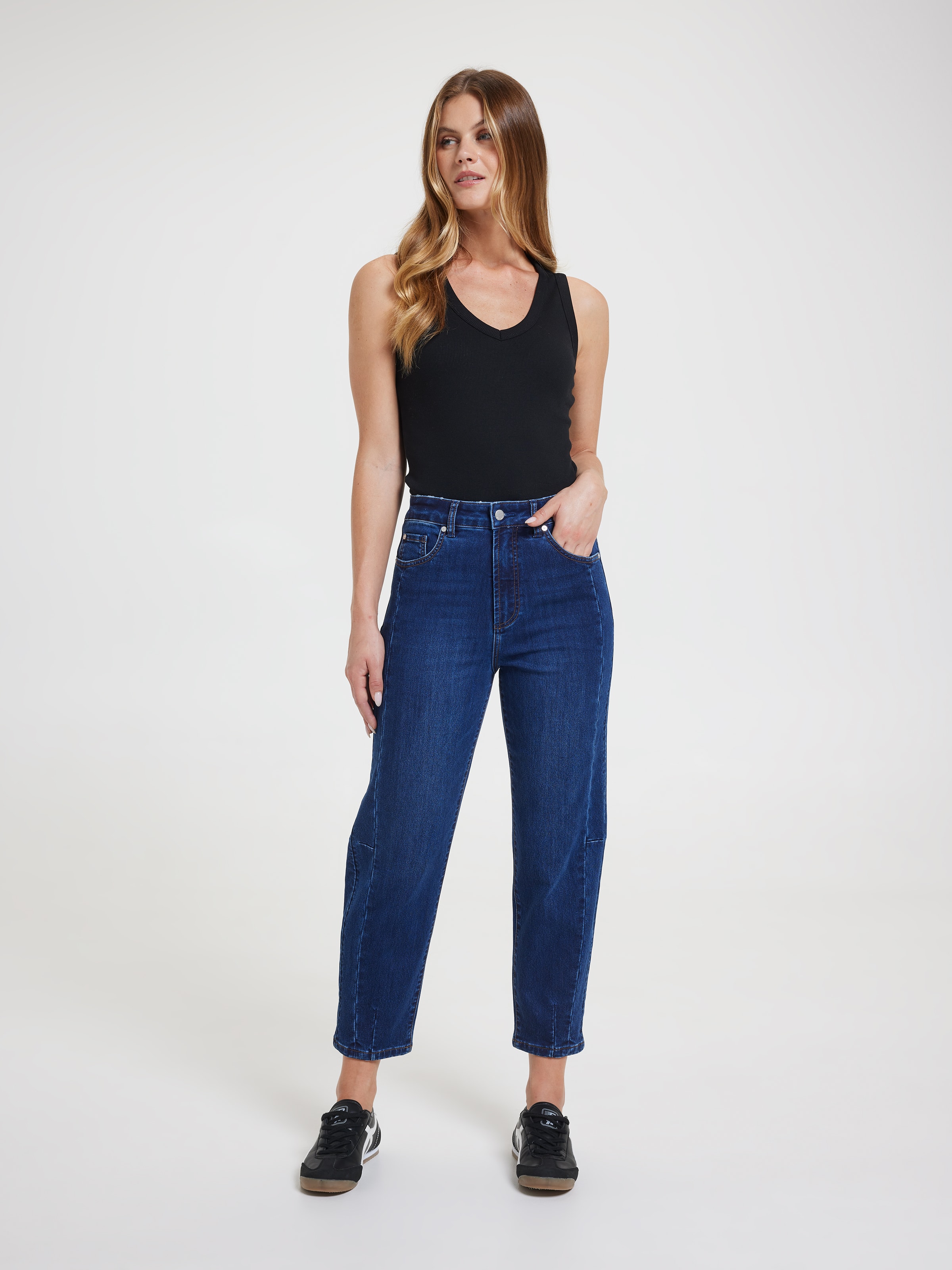 Amaze High Rise Slim Barrel Jean