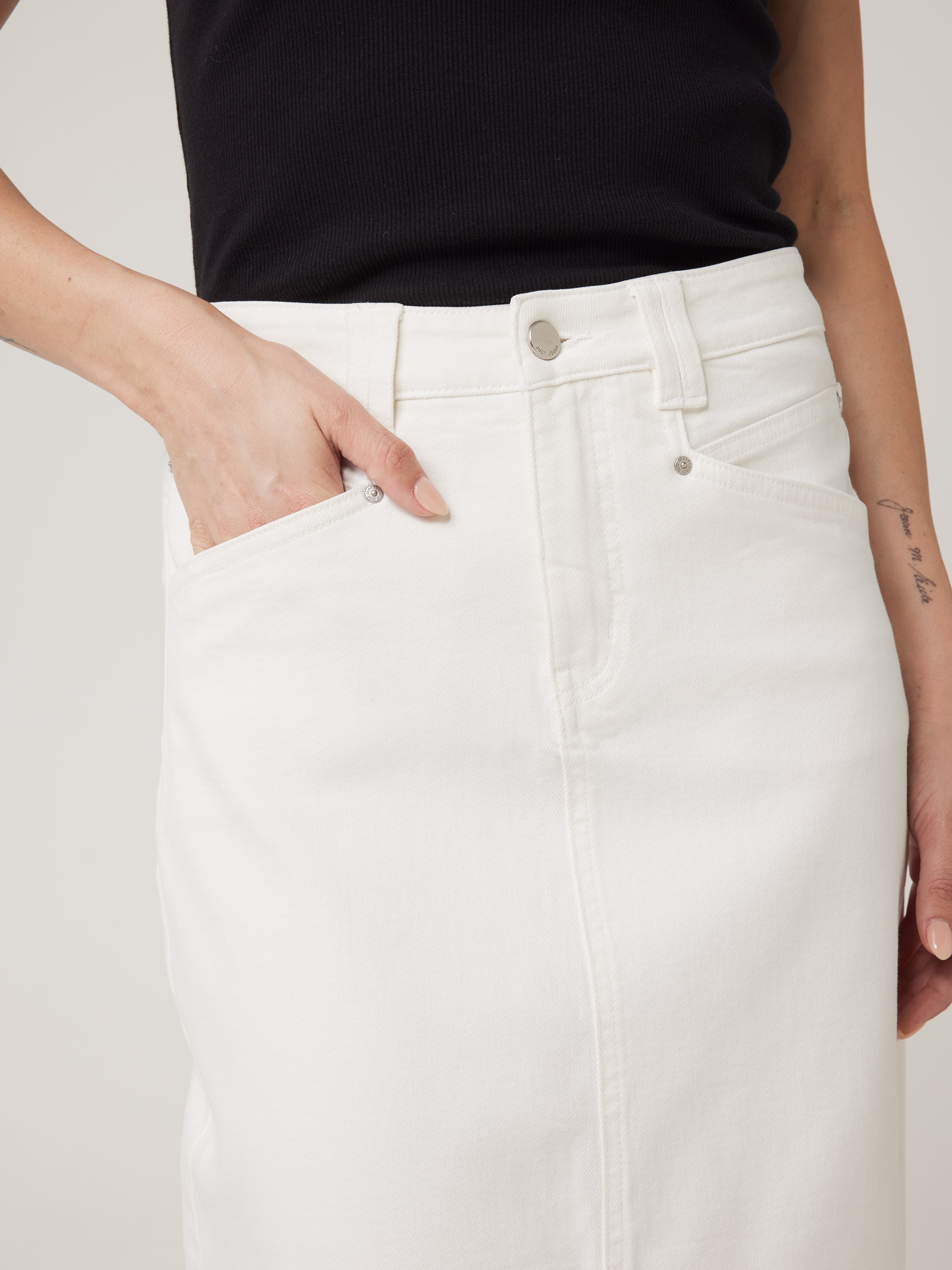 White denim hotsell skirt just jeans