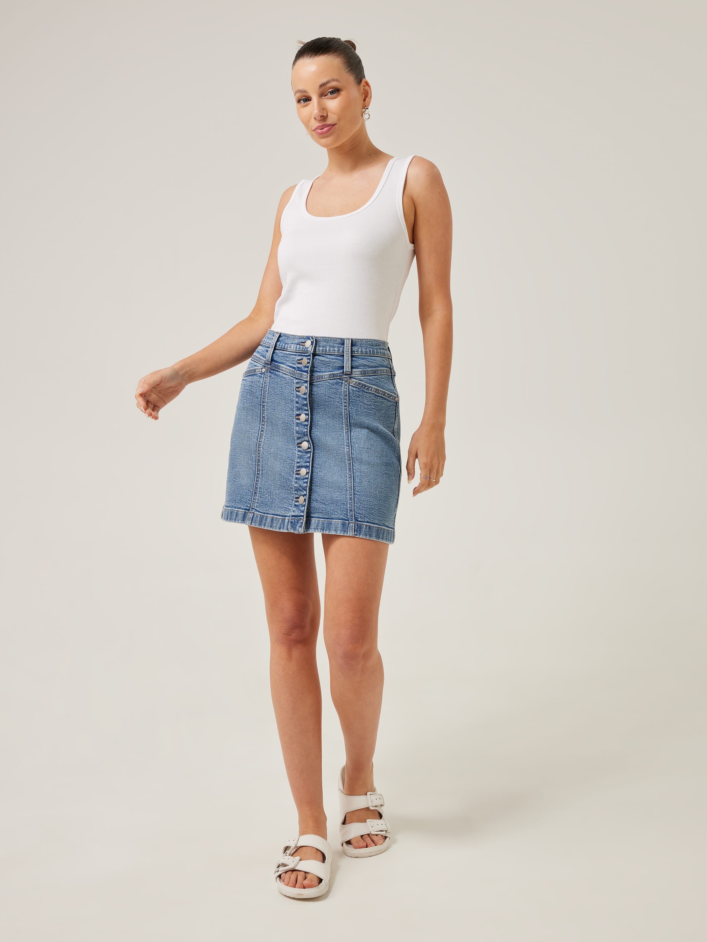 Womens button front denim skirt Just Jeans Online