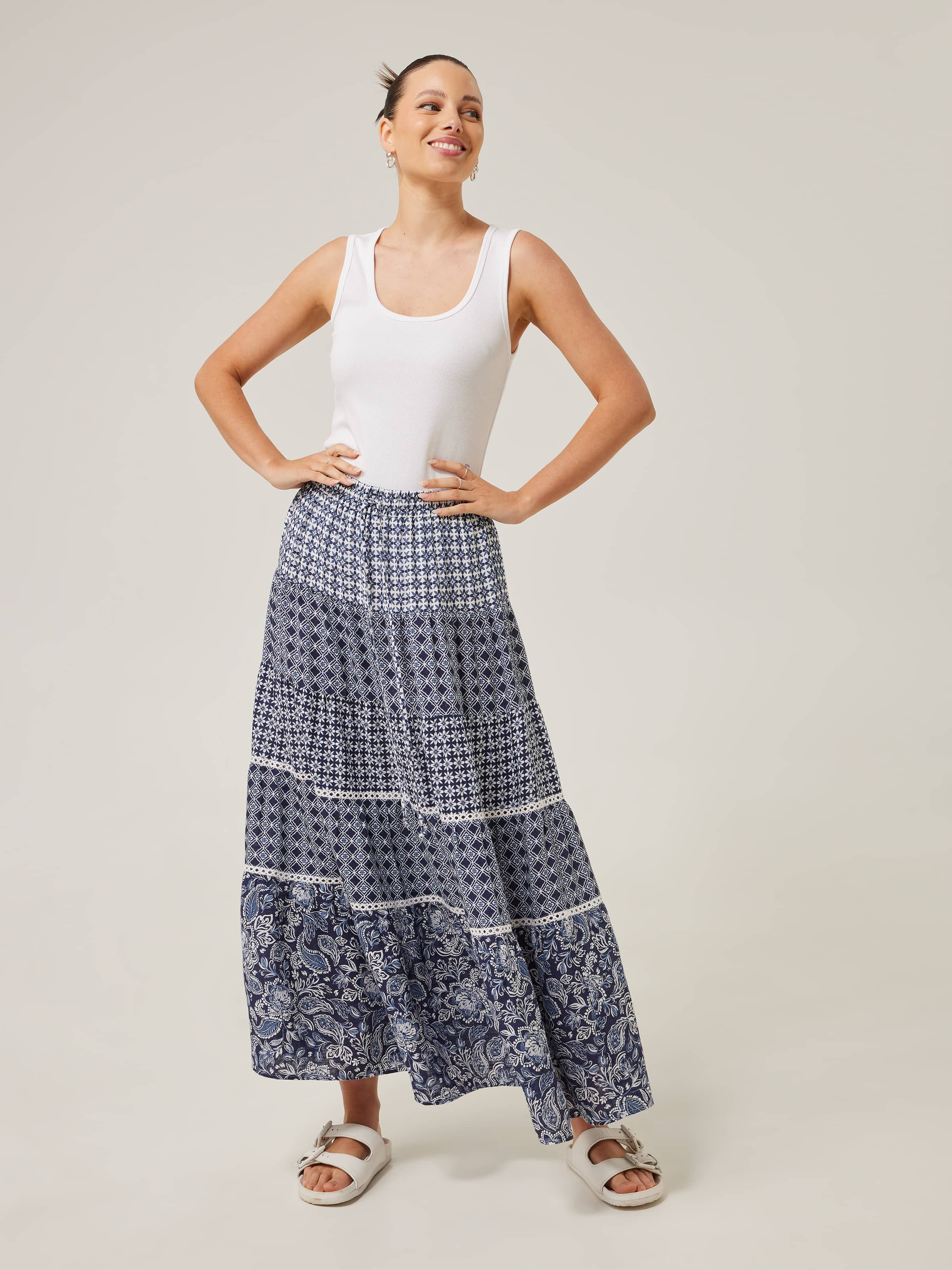 Boho on sale midi skirt