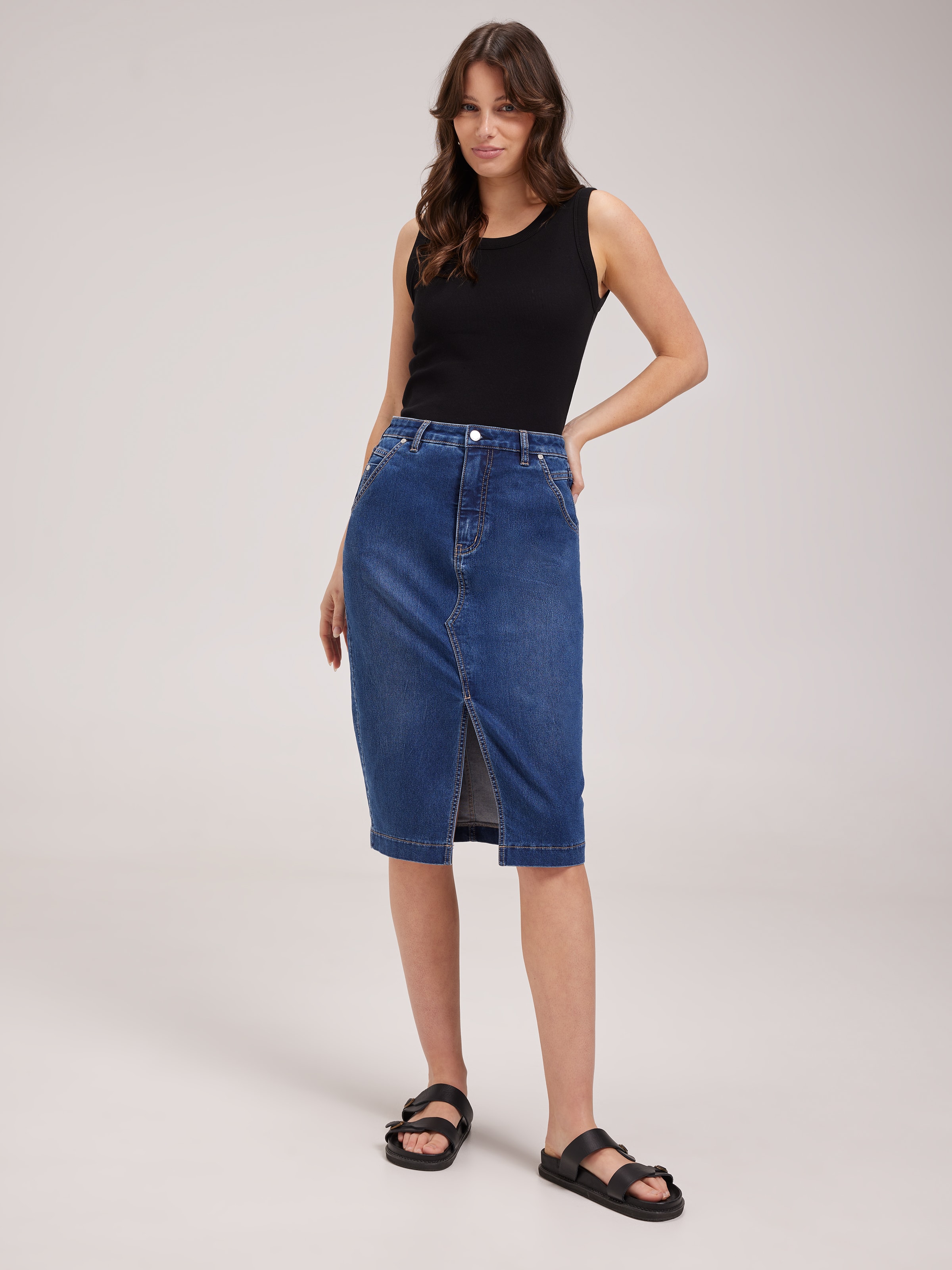 A line denim skirt knee length australia hotsell