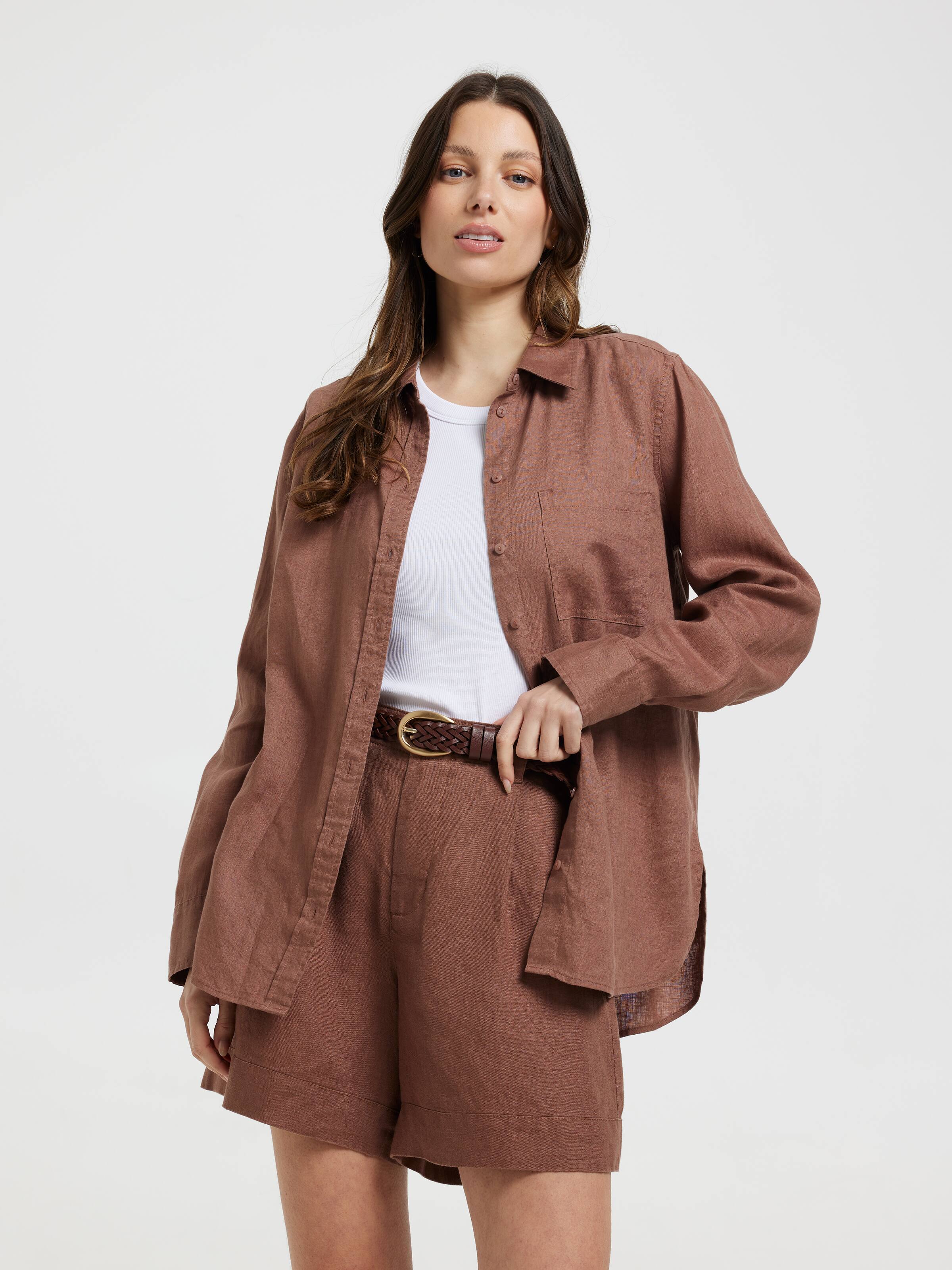 Linen Double Pleat Front Short