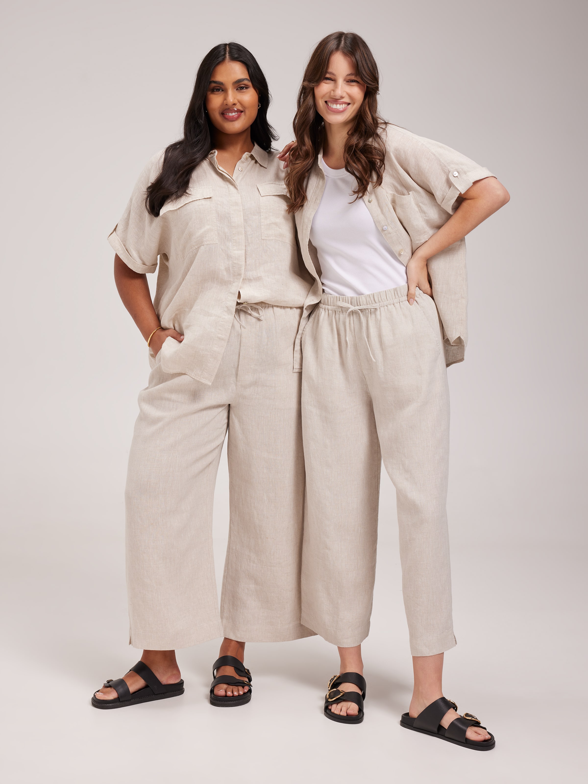 Demi Linen Wide Ankle Pant