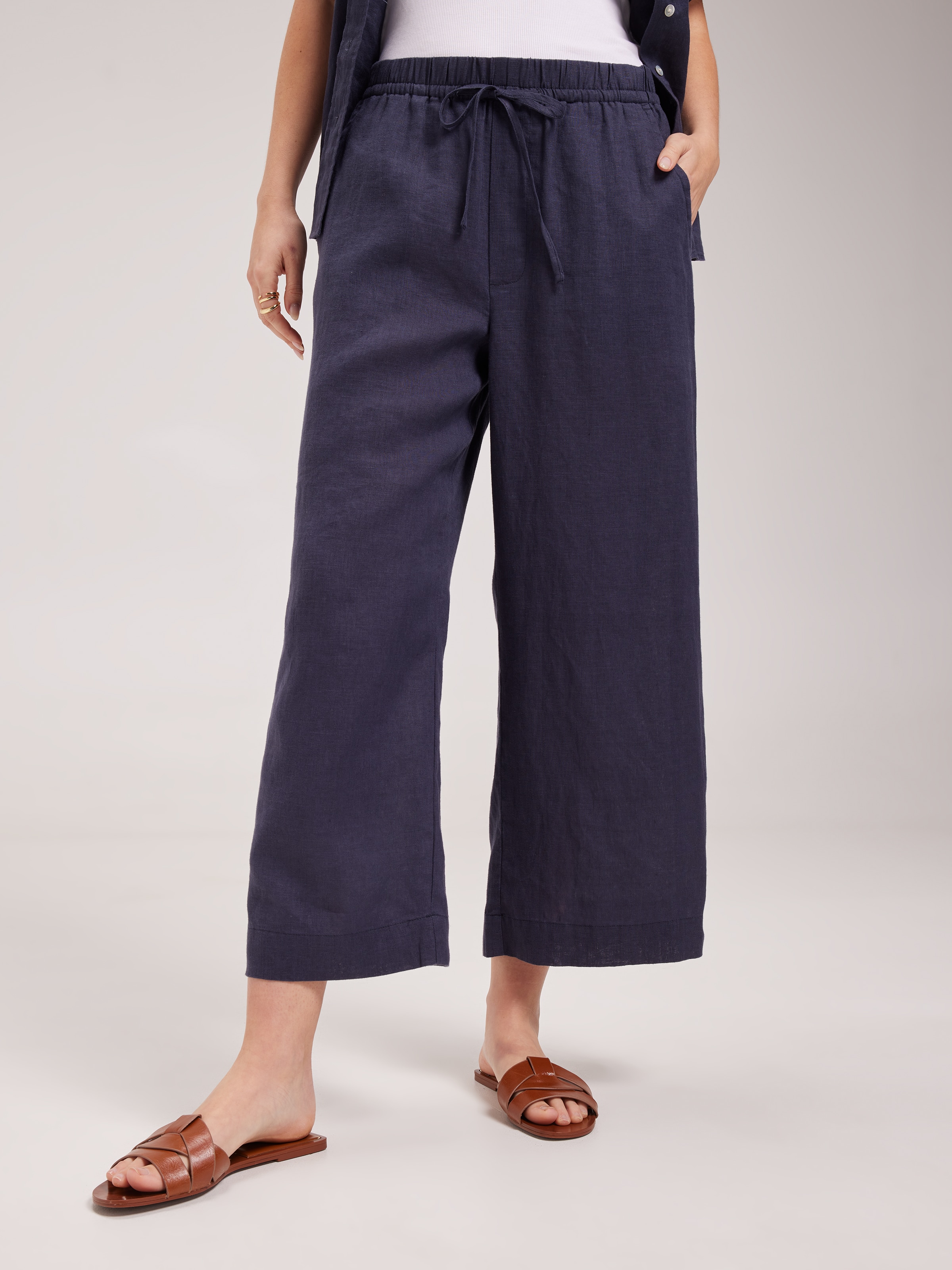 Demi Linen Wide Ankle Pant