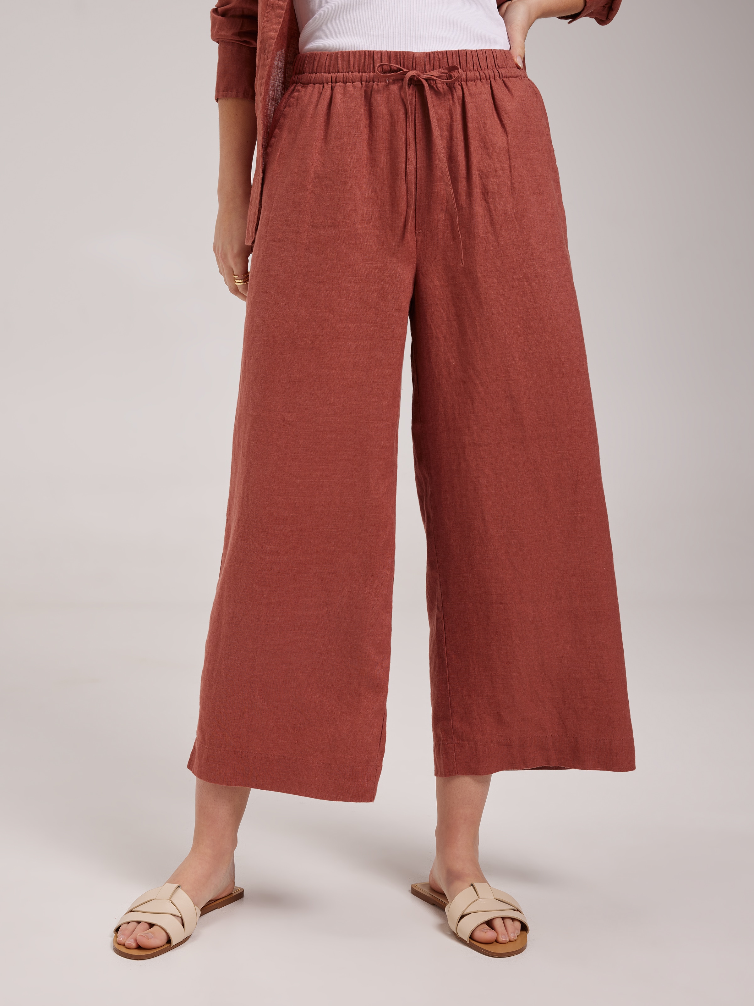 Demi Linen Wide Ankle Pant