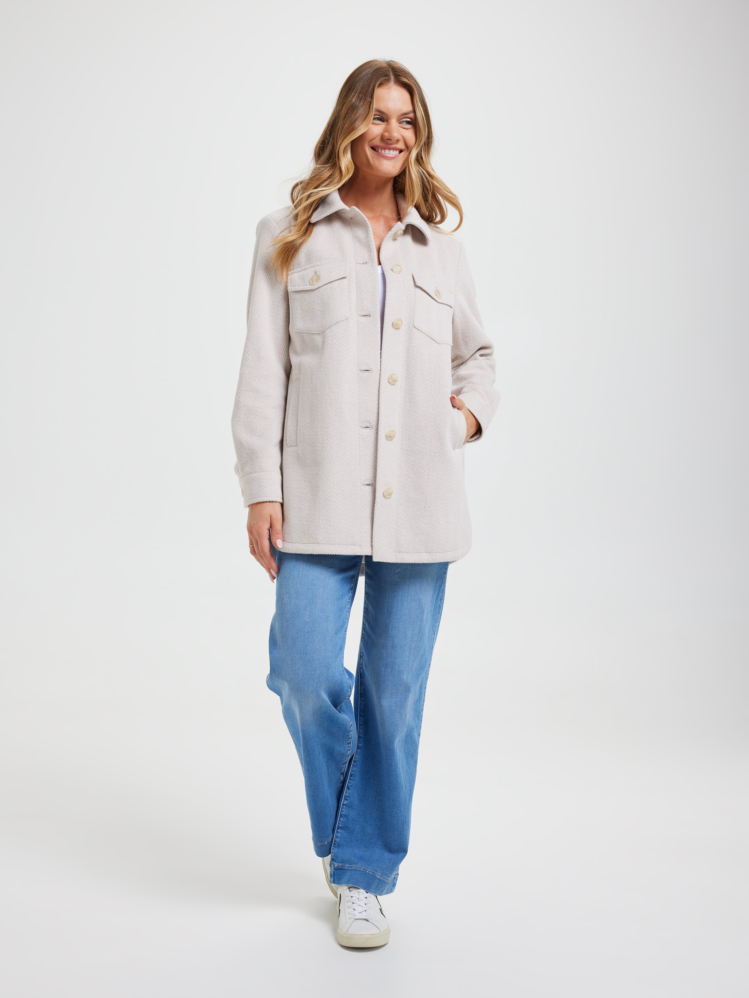 Nicole Herringbone Mid Shacket