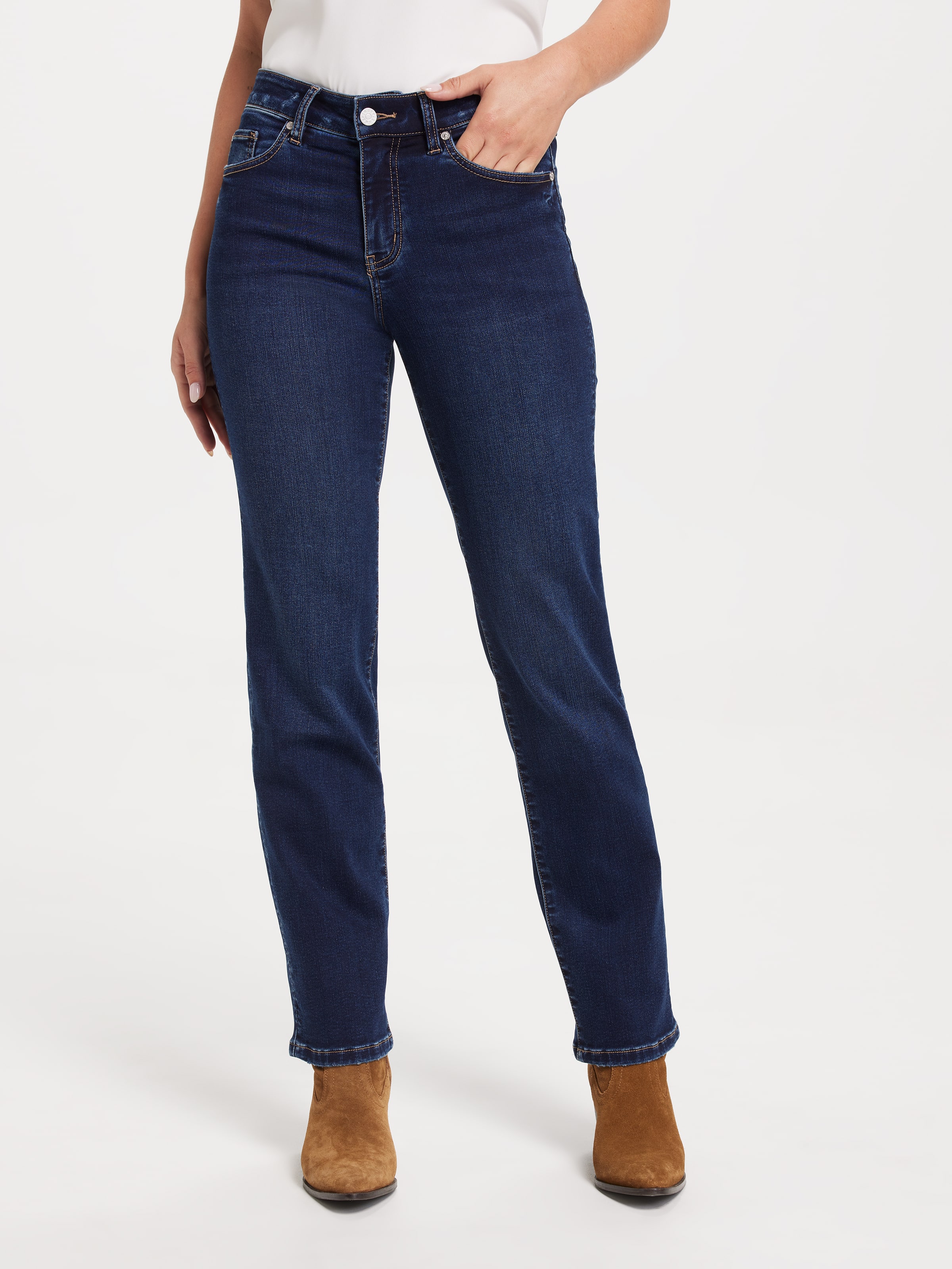 Amaze Mid Rise Straight Jean In Full Length