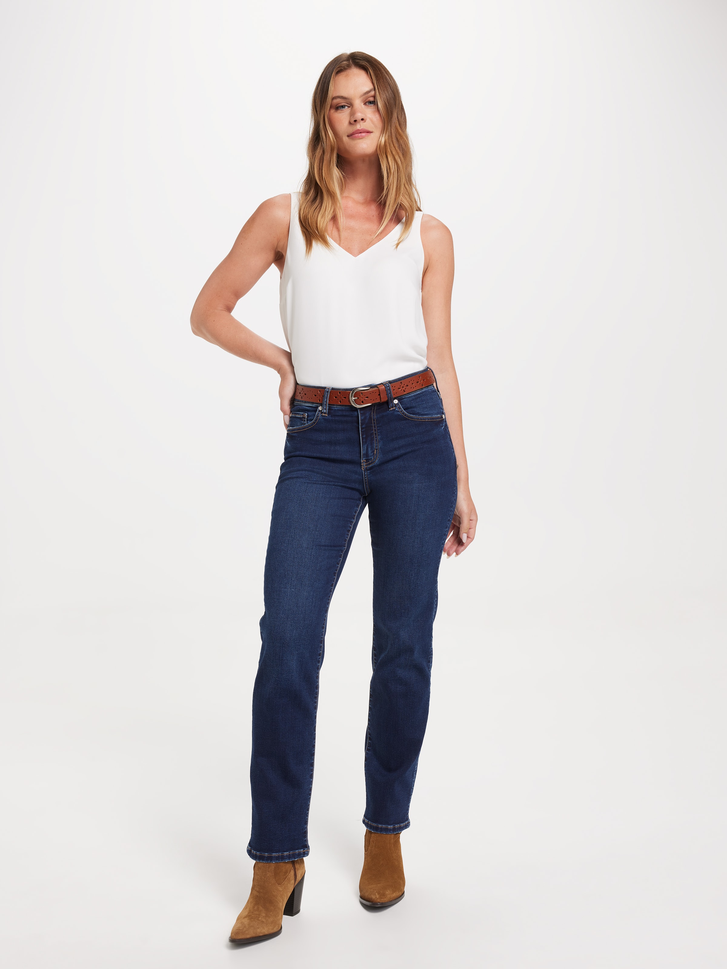Amaze Mid Rise Straight Jean In Full Length
