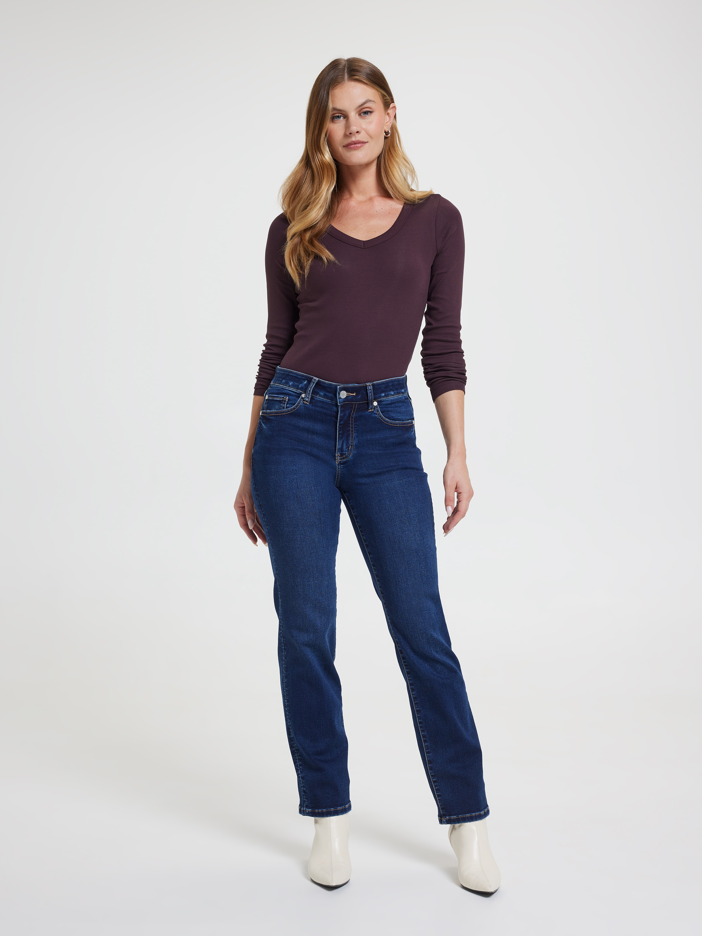 Amaze Mid Rise Straight Jean In Full Length